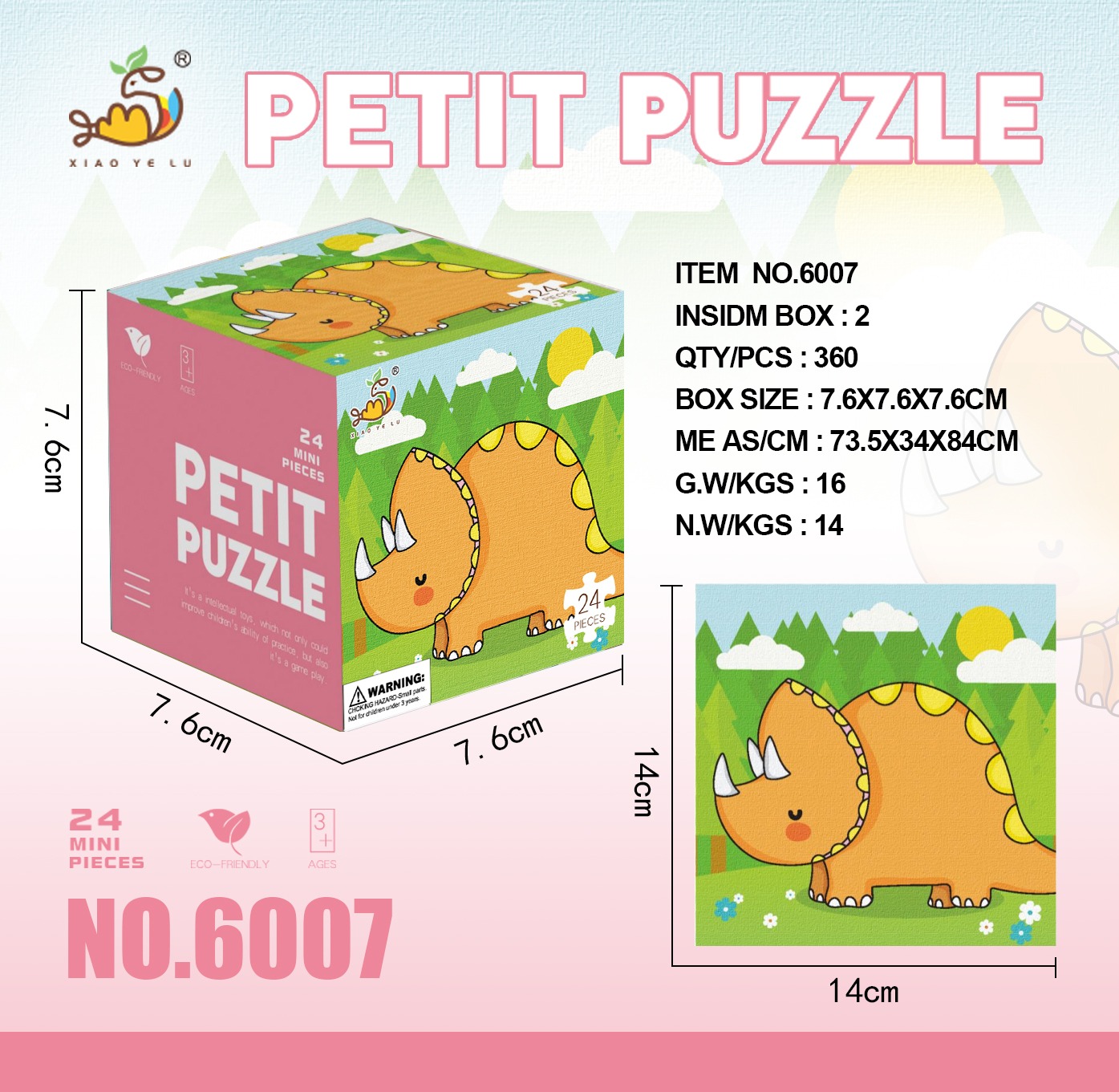 Dinosaur Mini Cartoon Puzzles (24PCS)