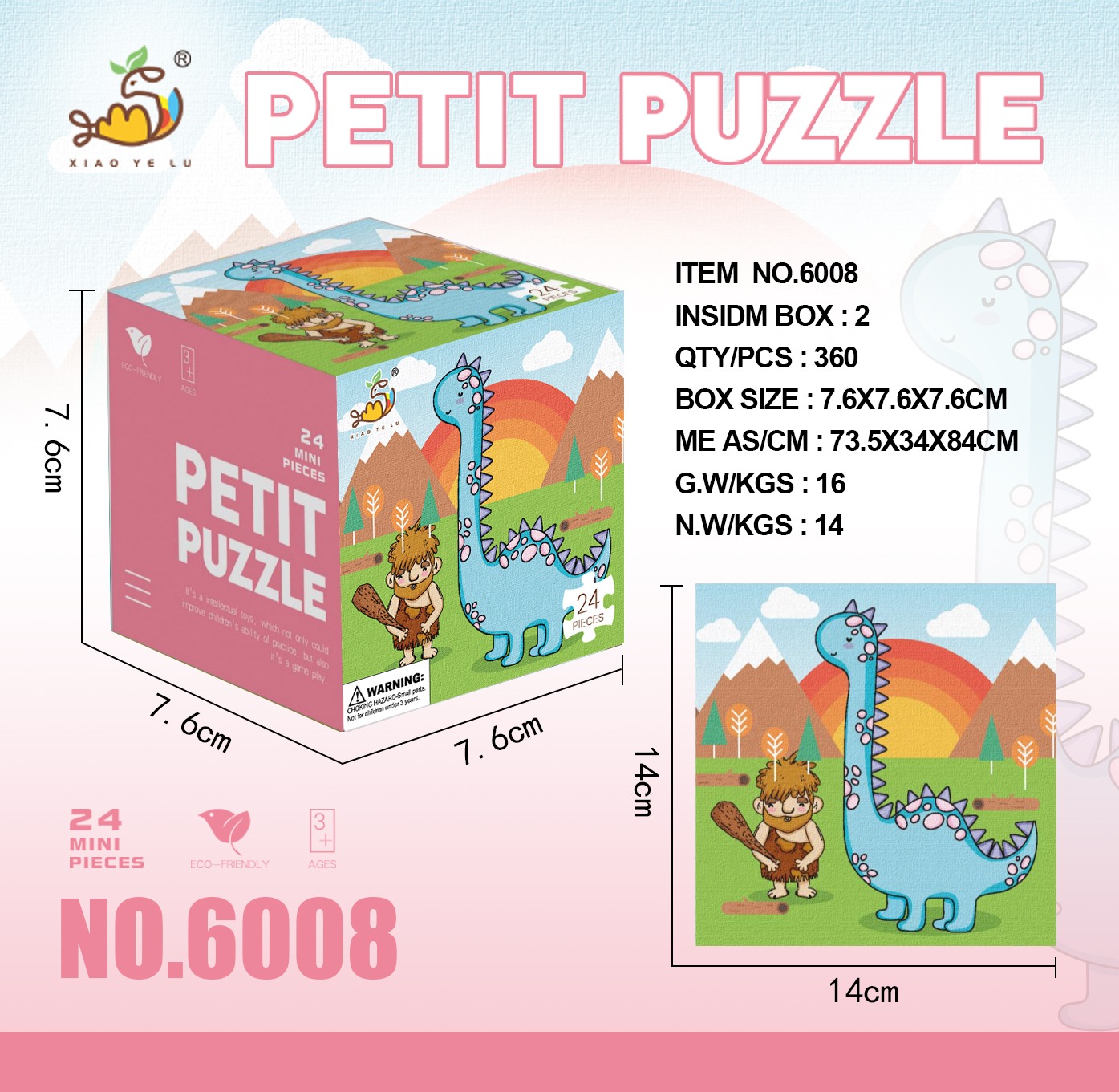 Dinosaur Mini Cartoon Puzzles (24PCS)