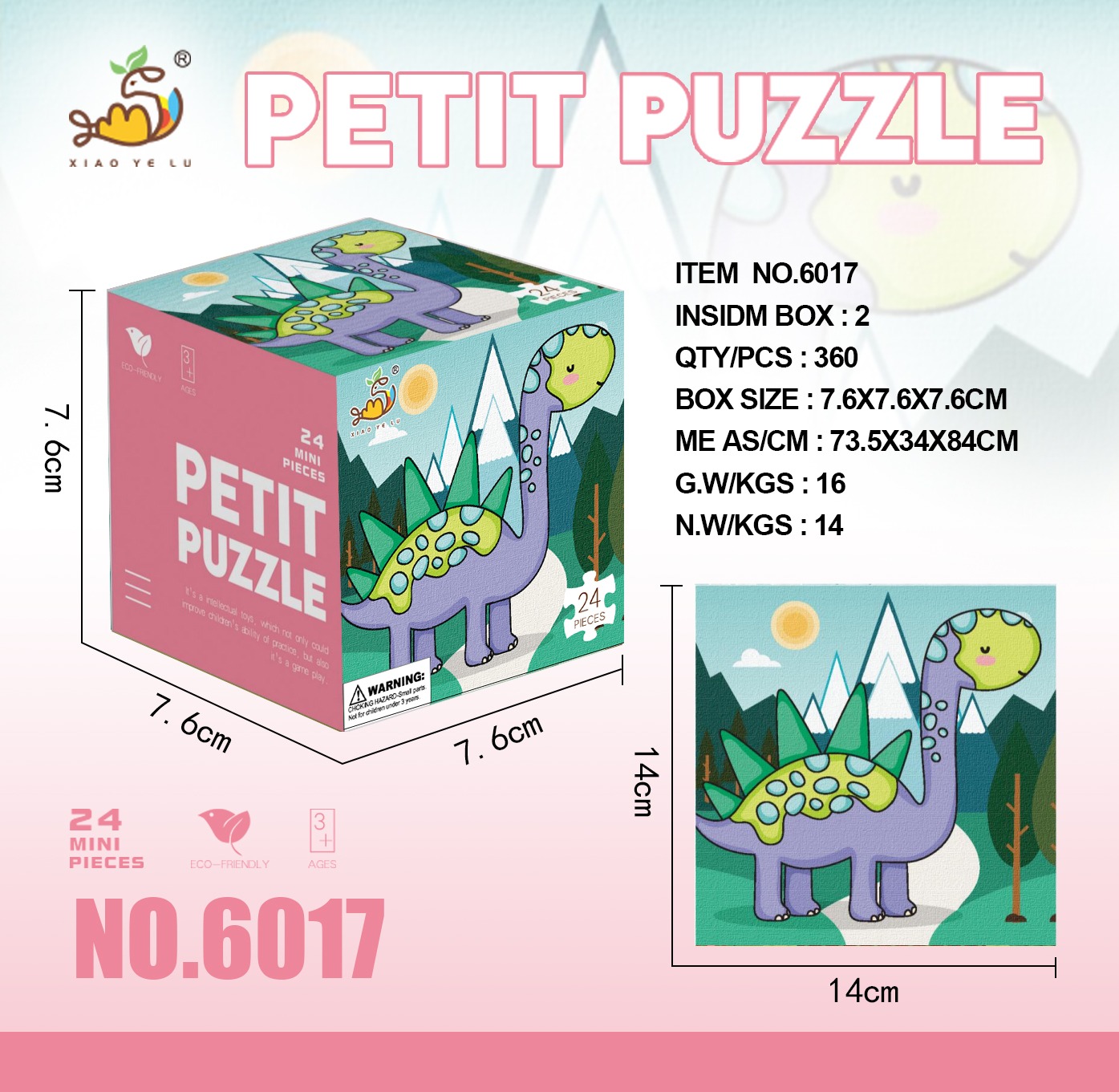 Dinosaur Mini Cartoon Puzzles (24PCS)