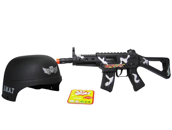 Camouflage Vibrating Flint Gun + Special Police Cap