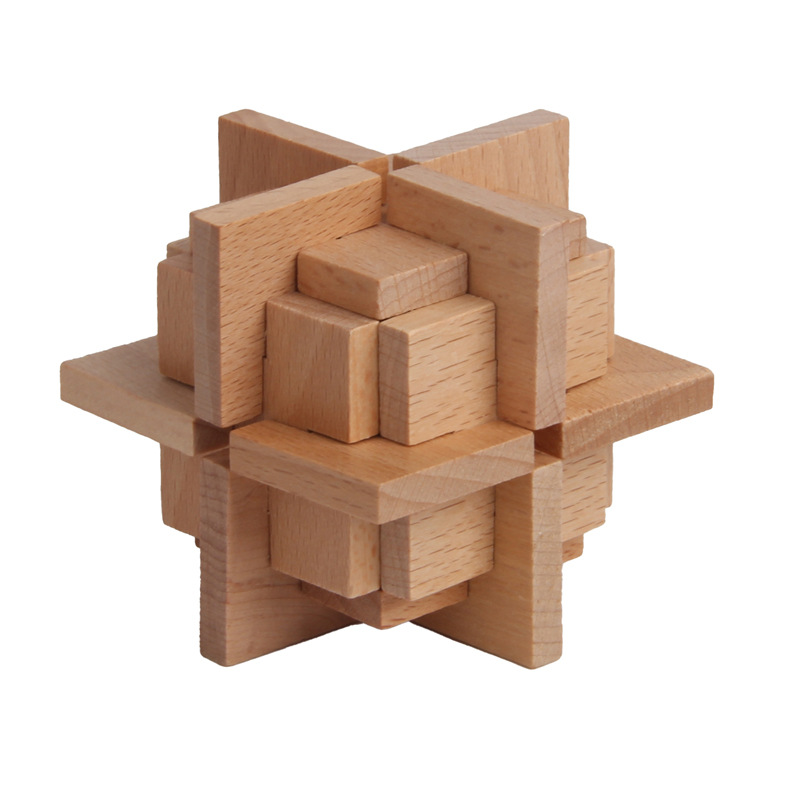 Luban Lock Kongming Lock Children's Educational Early Education Full Set of Classical Mortise and Tenon Wooden Toys Explosions Bricks Gift Decompression