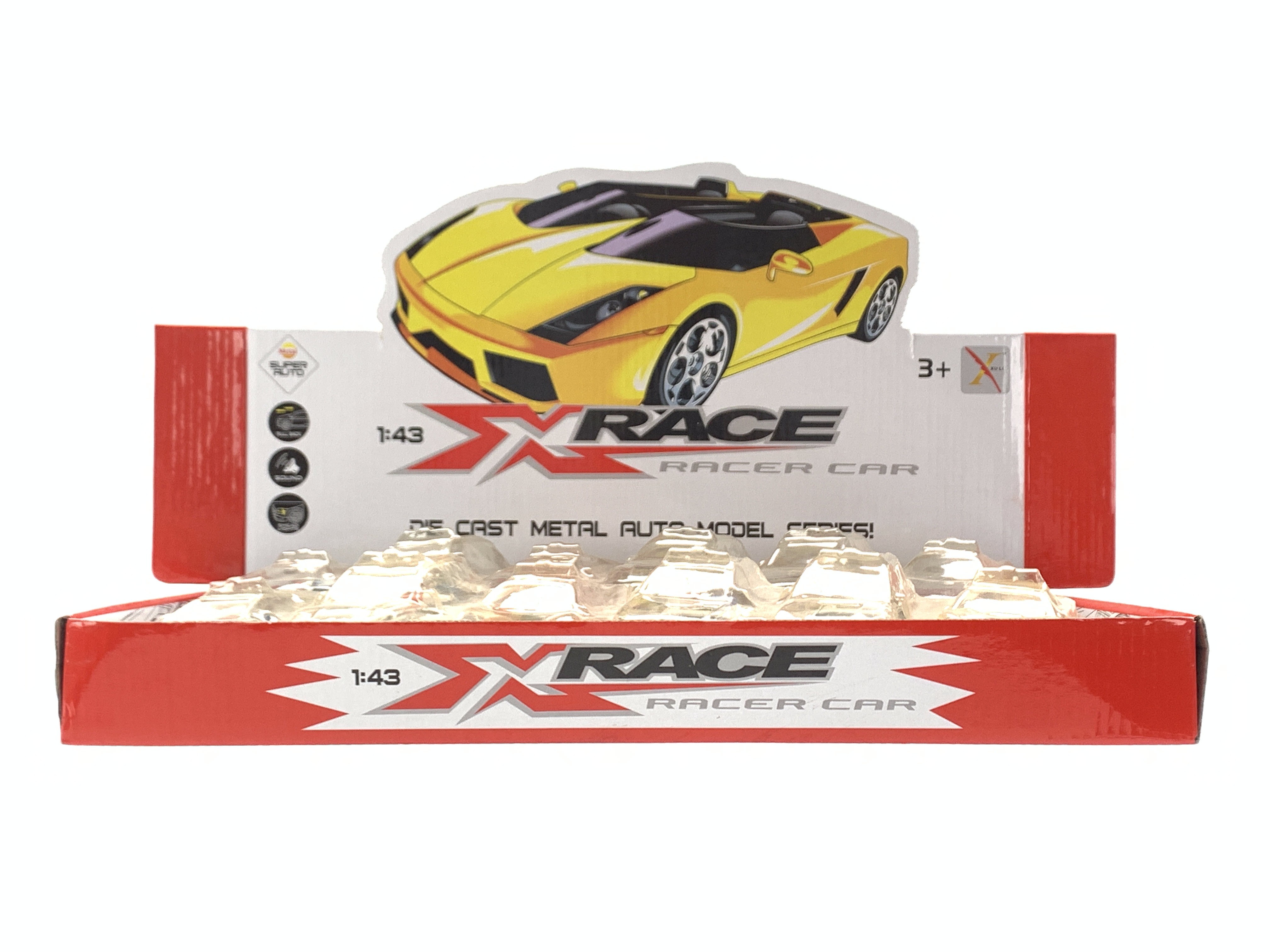 1:43 Scale Die-cast Police Car with Pull-back Action, Featuring Light and Sound Effects (Pull-back Die-cast Car Model)