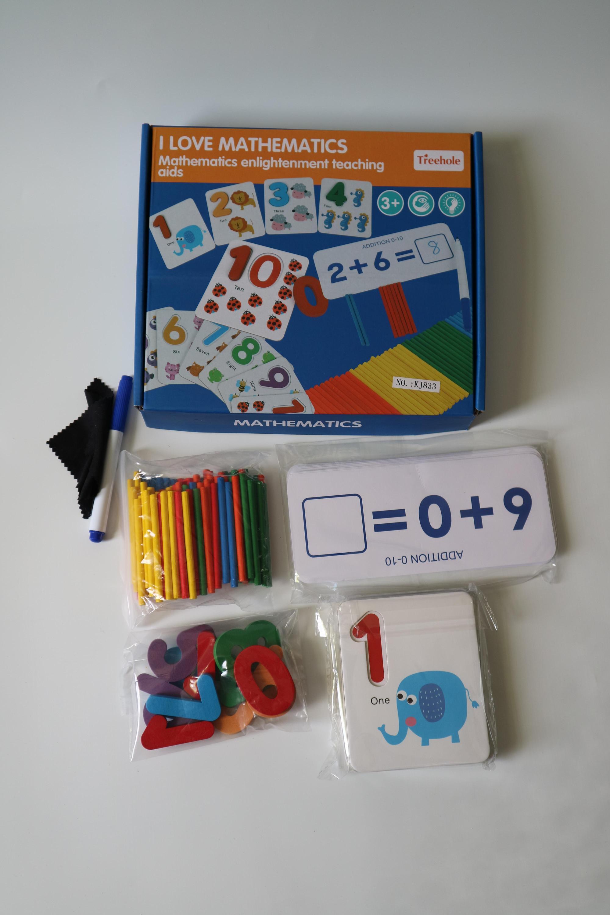 Math Enlightenment AIDS Children's Arithmetic Number Rods Card Erasable Early Education Matching Calculation Wooden Toy