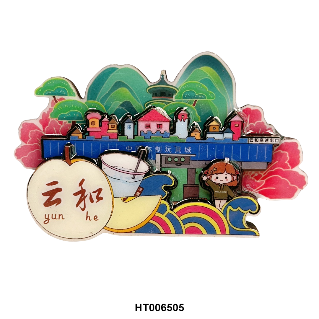 Yunhe Wooden Toy City three layer wooden refrigerator magnets
