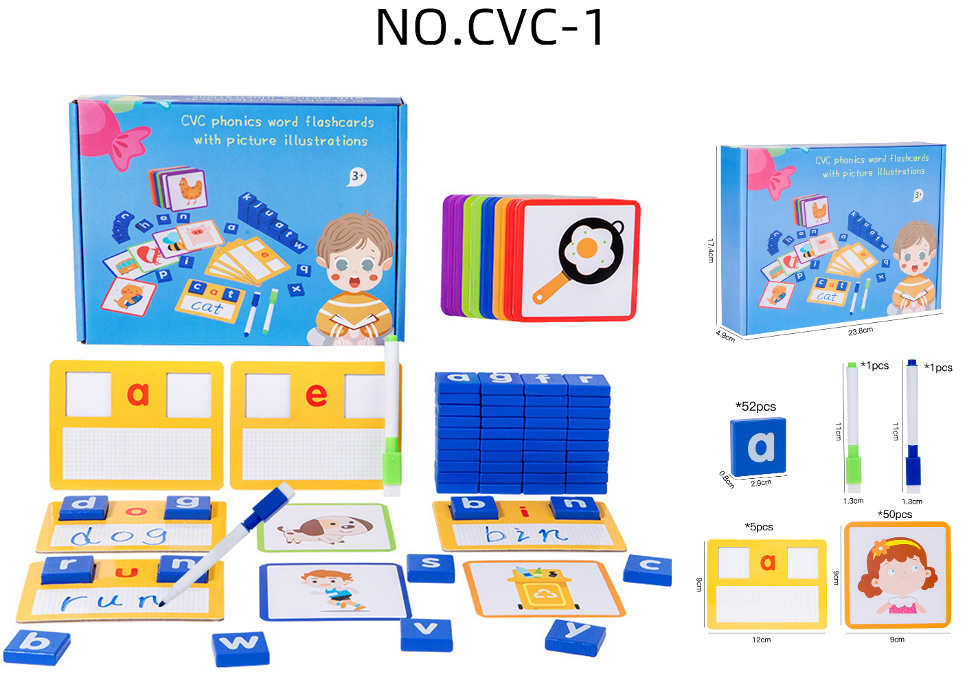 Children's CVC English Alphabet Word Spelling Game Kindergarten Spelling Card Cognitive Early Education Educational Wooden Toys