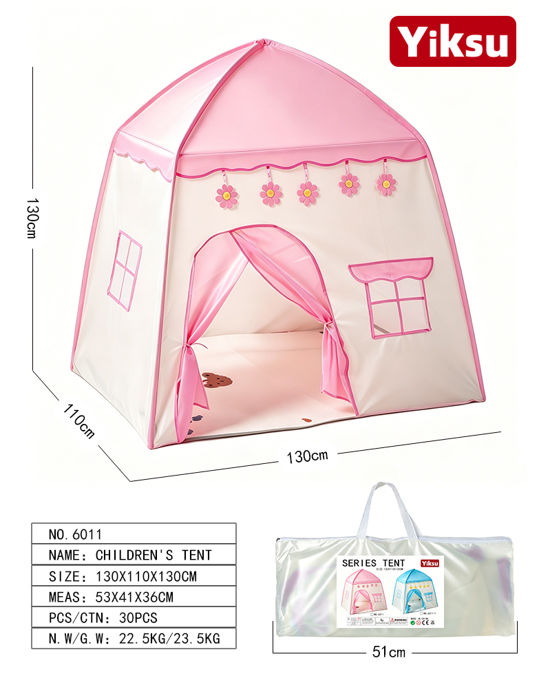 Pink Floral House - Kids Tent Tunnel with Ball Pit