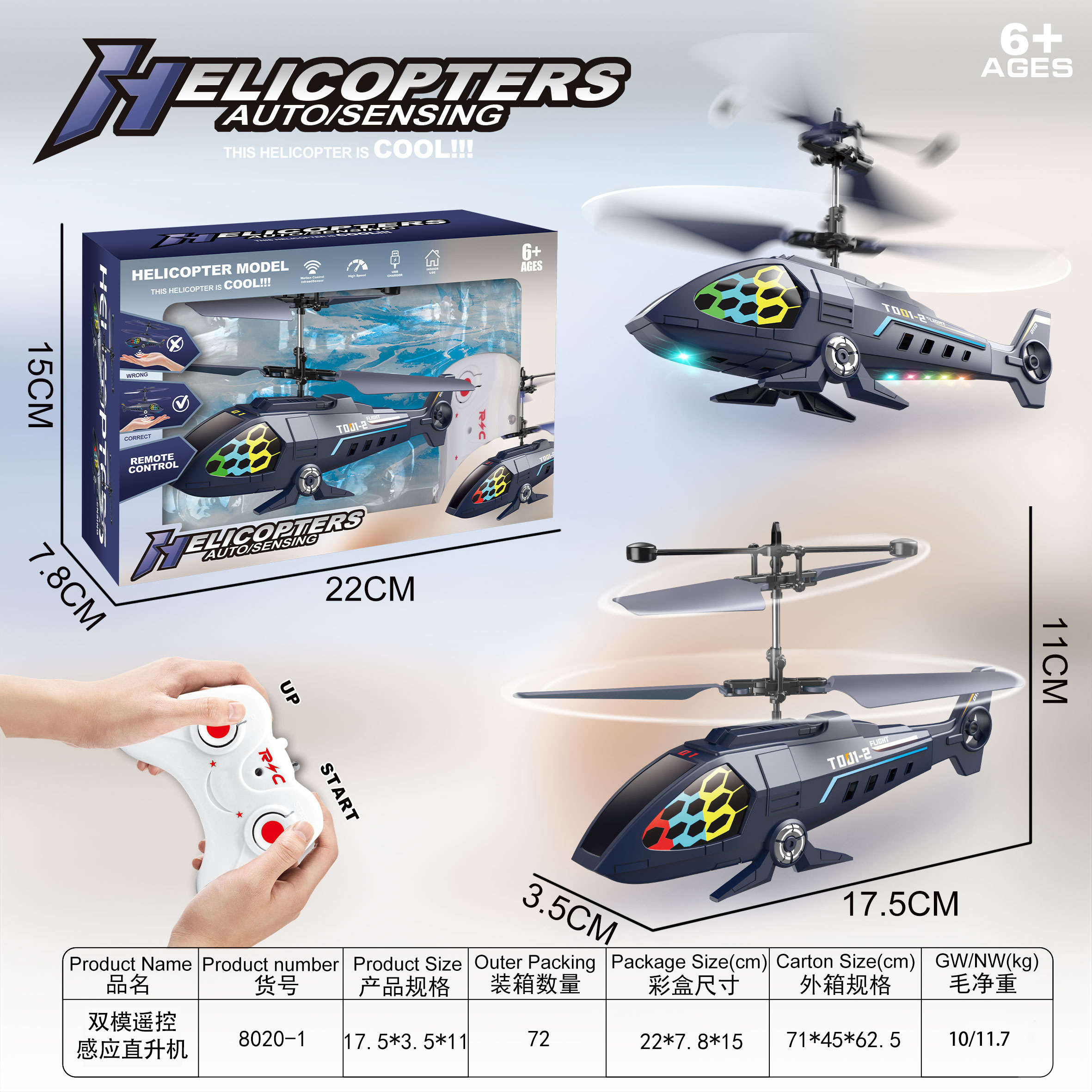 Dual-Mode Remote Control Sensor Helicopter