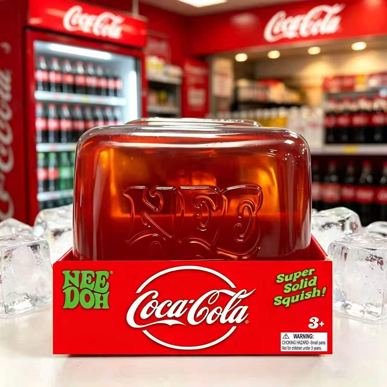 TPR 8cm Square Cola Transparent Maltose Squishy Boxed (Red)