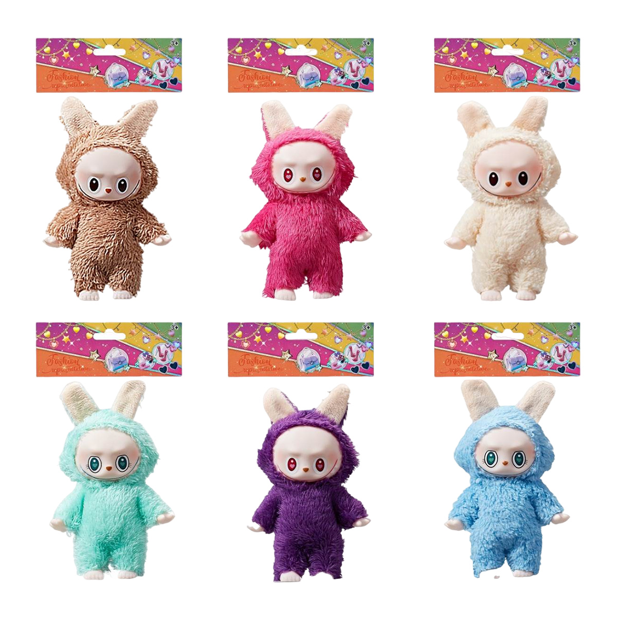 Doll Toy Other Doll Toys 【English】17cm Vinyl Body Printed Eyes Labubu Doll Six Styles Mixed Pack