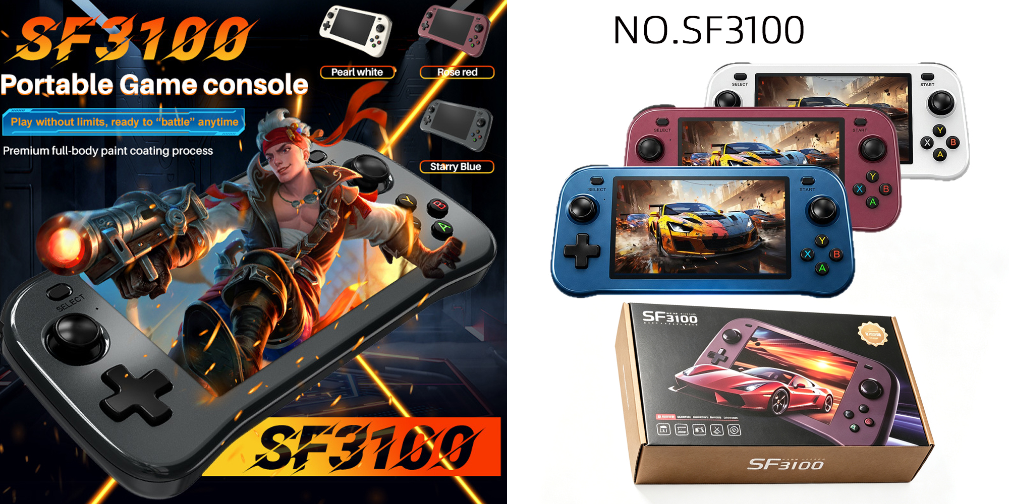 SF3100HD Open-Source Handheld Console with 4.5" HD Screen, Wireless PSP, Retro GBA Arcade Cross-Border TV Gaming System (64GB Storage, 10,000+ Games)