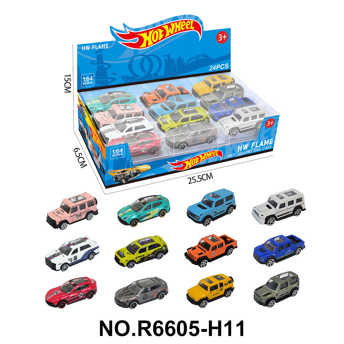 1:64 Hot Wheels Alloy 12-Pack Display Case (SUV, Pickup, Hummer)