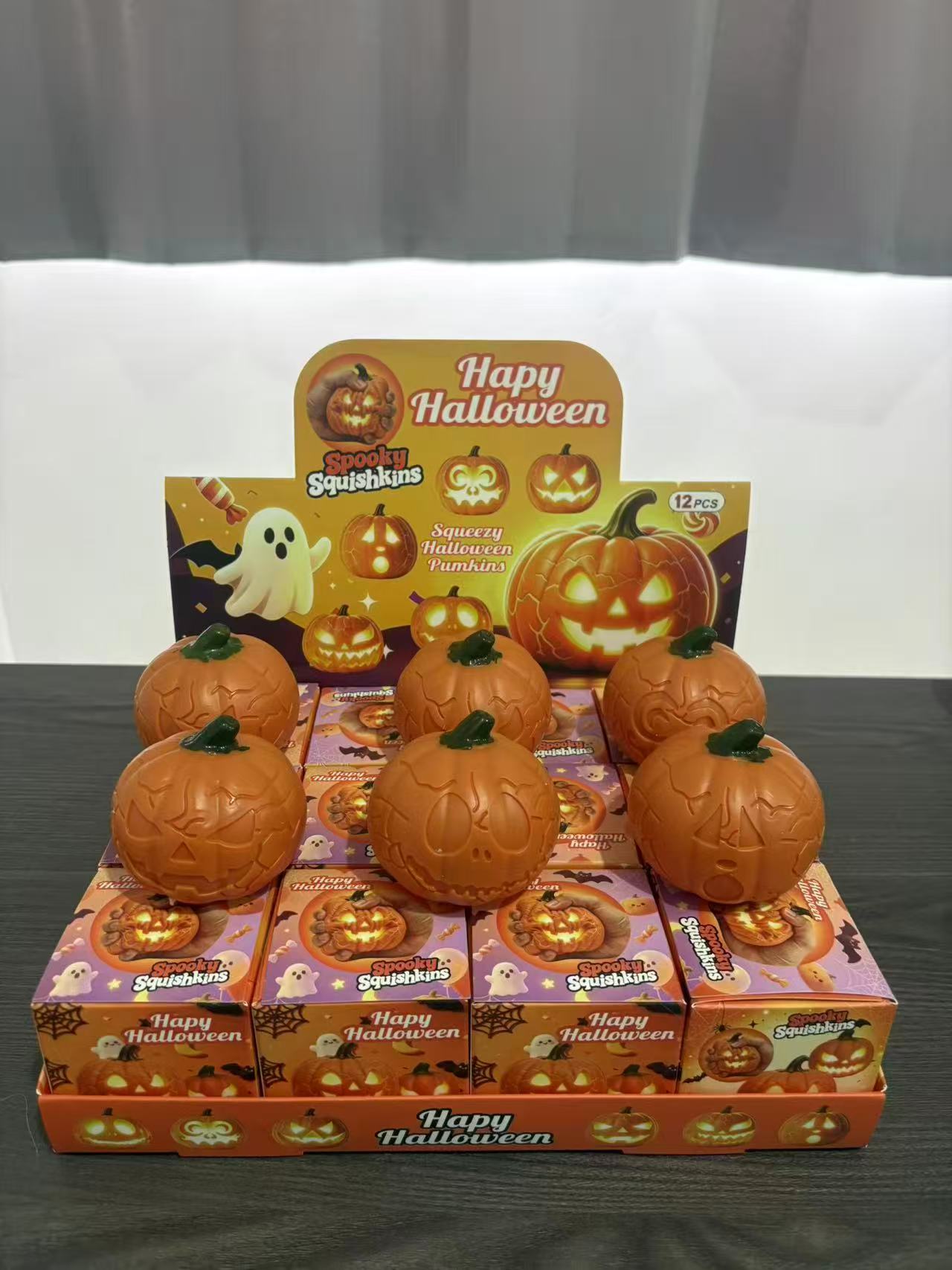 Halloween Light-Up Squishy Pumpkin, Gel Pumpkin Stress Ball with Light, Halloween Glow-in-the-Dark Squishy Pumpkin