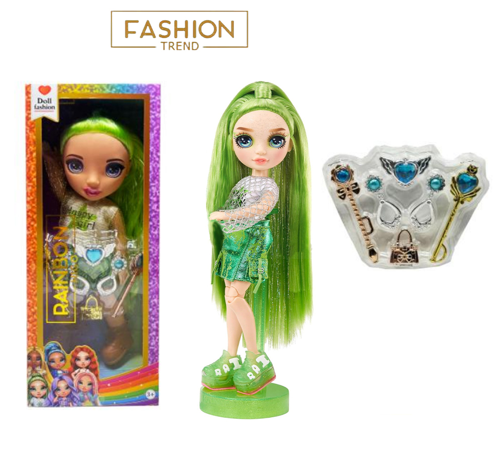 Premium Accessory Series 16" Vinyl with Light and Music Theme Song - Rainbow High Surprise High School with Earrings, Ring, Handbag. Magic Wand 5-Piece Set