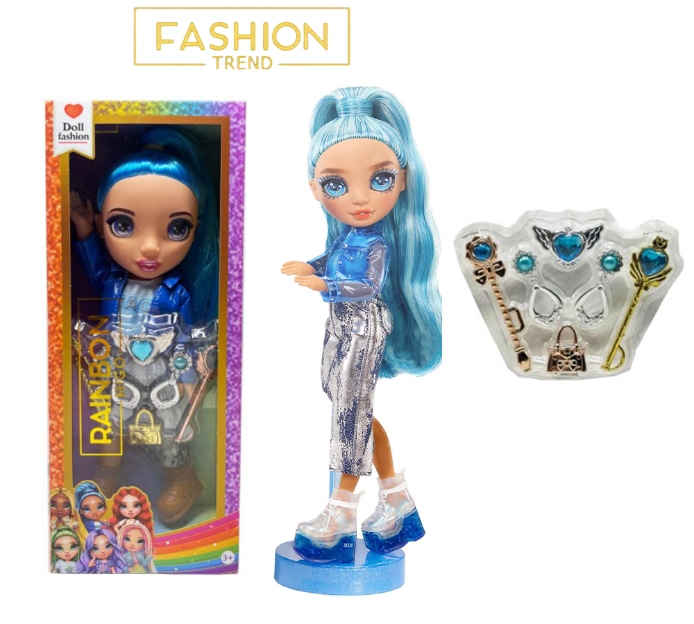 Premium Accessory Series 16" Vinyl with Light and Music Theme Song - Rainbow High Surprise High School with Earrings, Ring, Handbag. Magic Wand 5-Piece Set