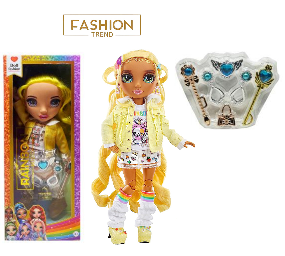 Premium Accessory Series 16" Vinyl with Light and Music Theme Song - Rainbow High Surprise High School with Earrings, Ring, Handbag. Magic Wand 5-Piece Set
