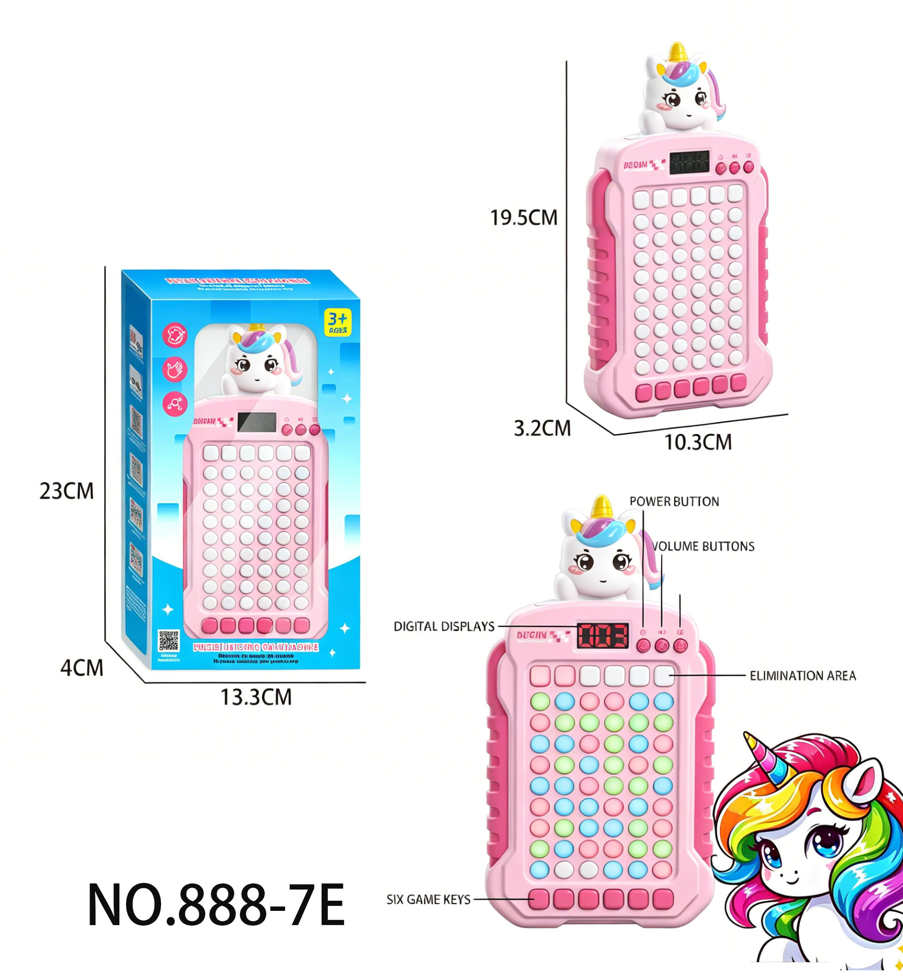 Unicorn Match Game Console Battery-Powered 4*AA (Batteries Not Included)