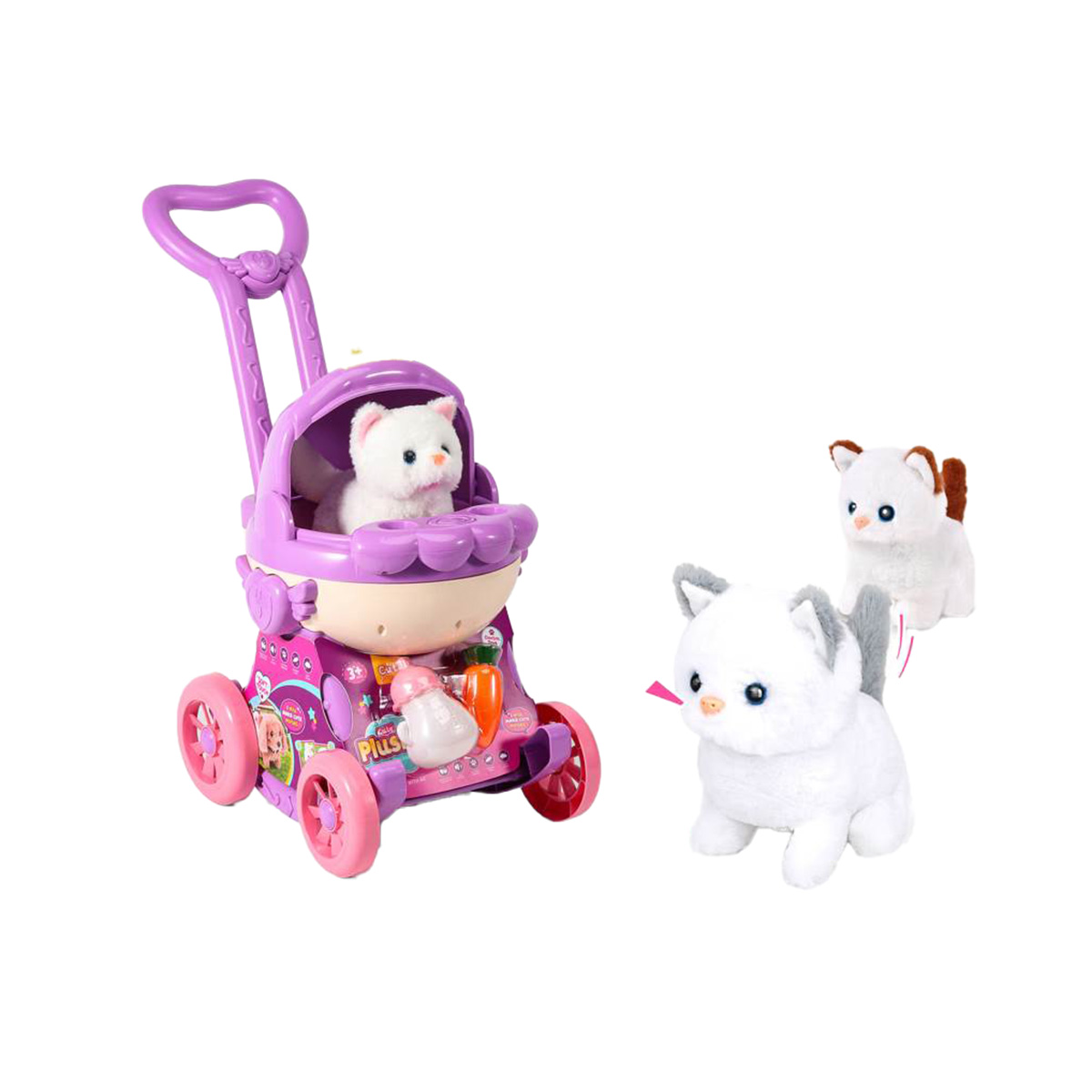 Doll Toy, Cloth Doll, Rocking Stroller (Kitten), Electric Cat Plush Toy, Plush Animal for Pretend Play