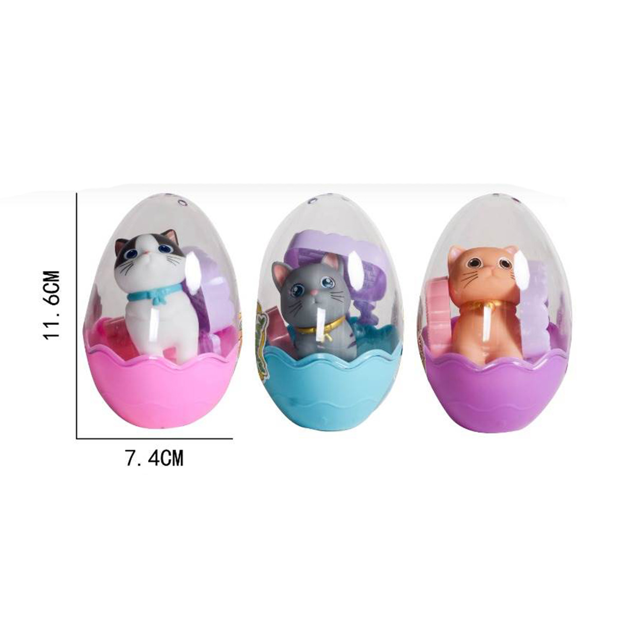 Doll Toy Cloth Doll 3 Styles Pet Cat with Accessories in 3-Colored Eggs 12pcs