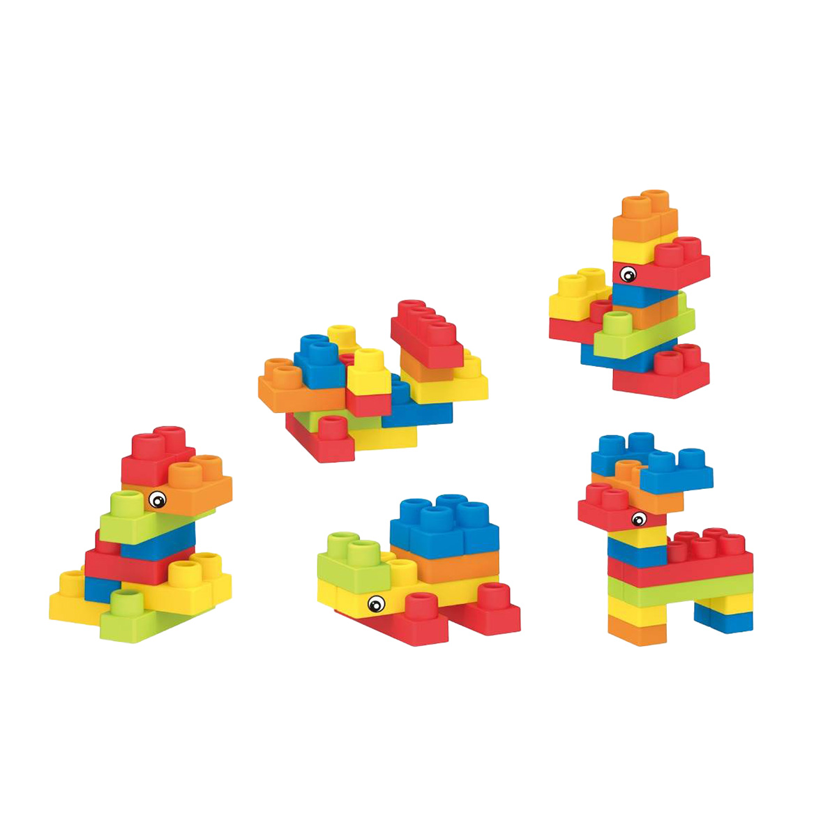 DIY Toy Building Blocks Educational Large Granule Soft Plastic Brick Pull Rod Car (24pcs) DIY Assembly Bricks Soft Plastic Blocks Soft Square Soft Bricks