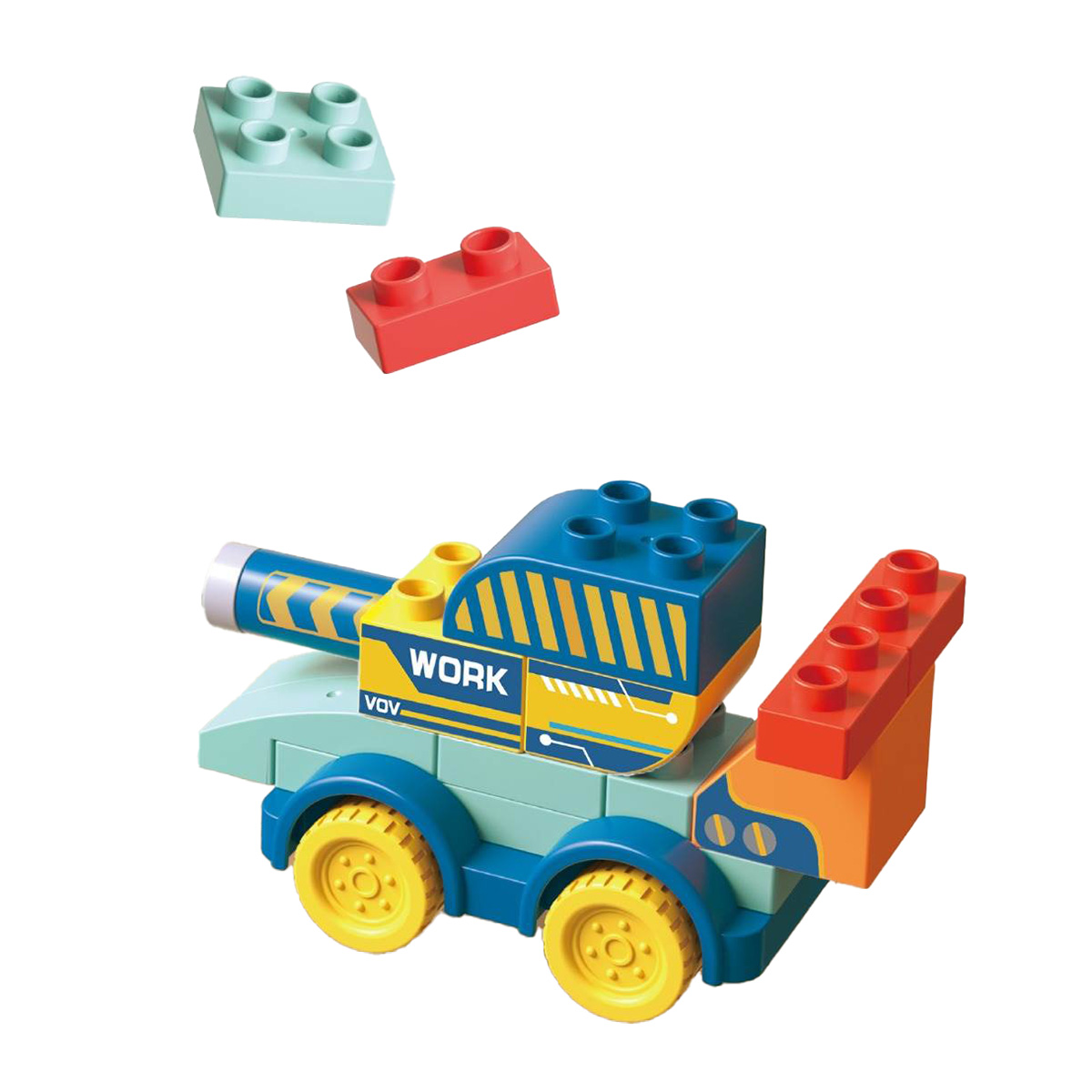 DIY Toy Building Blocks Single-Barrel Tank Compatible with LEGO Large Bricks (17PCS)