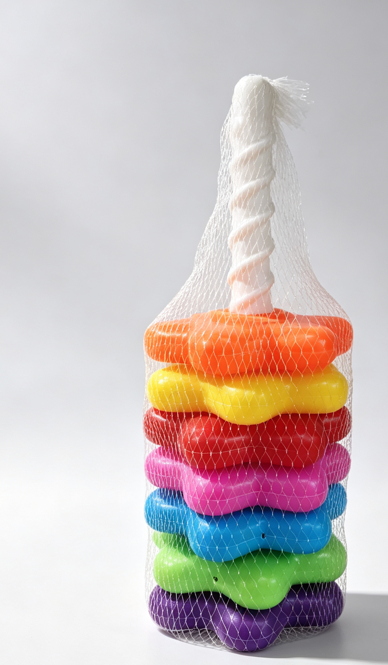 Rainbow Stacking Rings Net Bag - 7 Spinning Discs