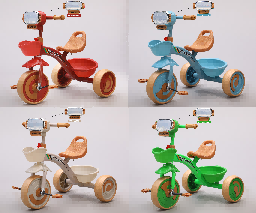 Hebei Tricycle with Basket - Children's Bike (Midnight Red, Azure, Duck Egg White, Oil Green)