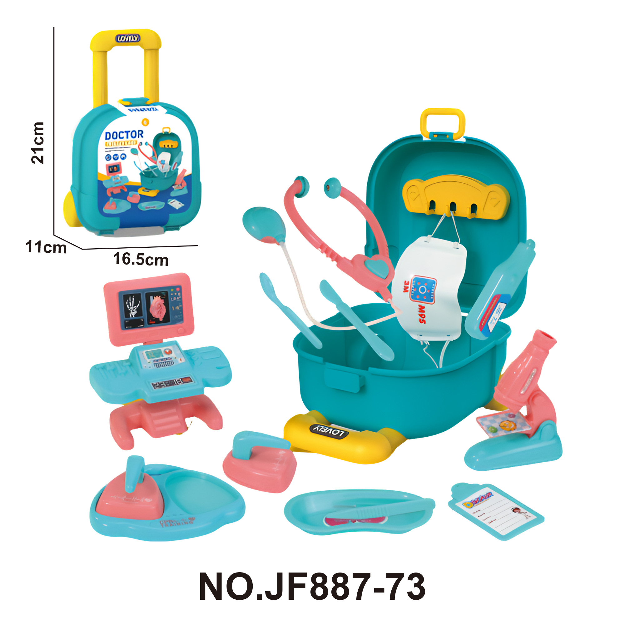 Cartoon Kids' Pretend Play Doctor Kit Suitcase