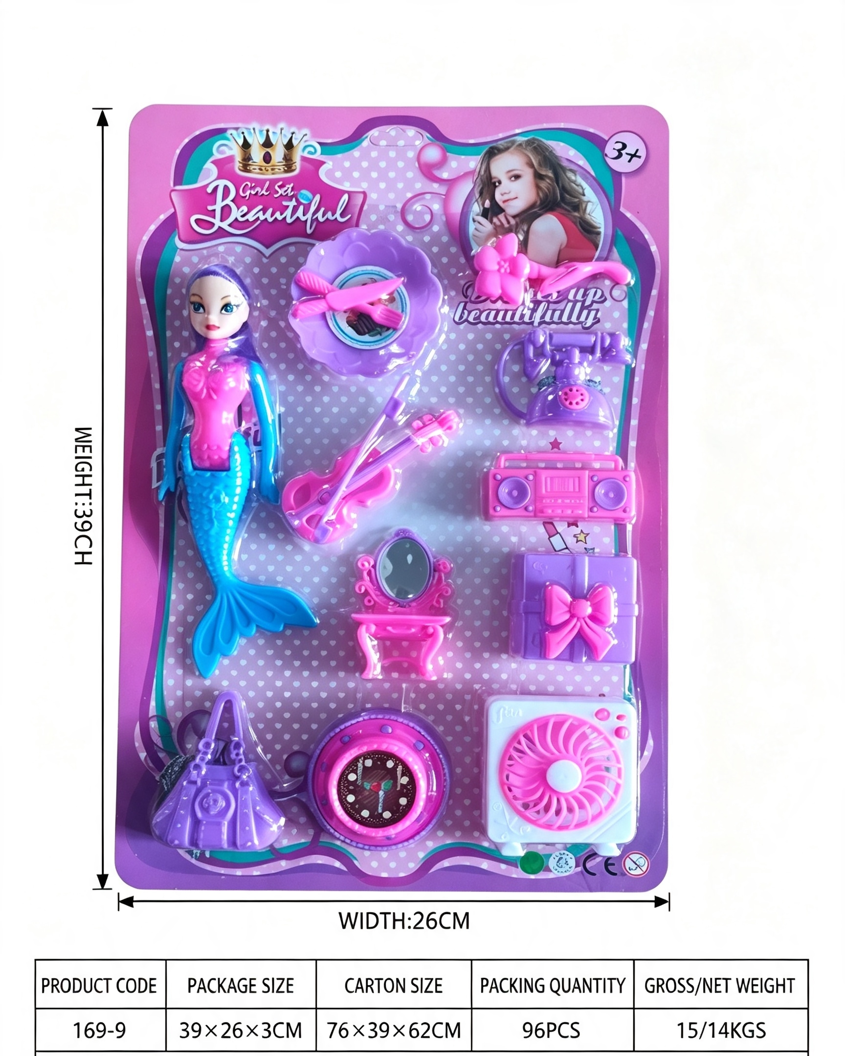 Furniture Play Set Mermaid Princess Birthday Cake Fan Accessories