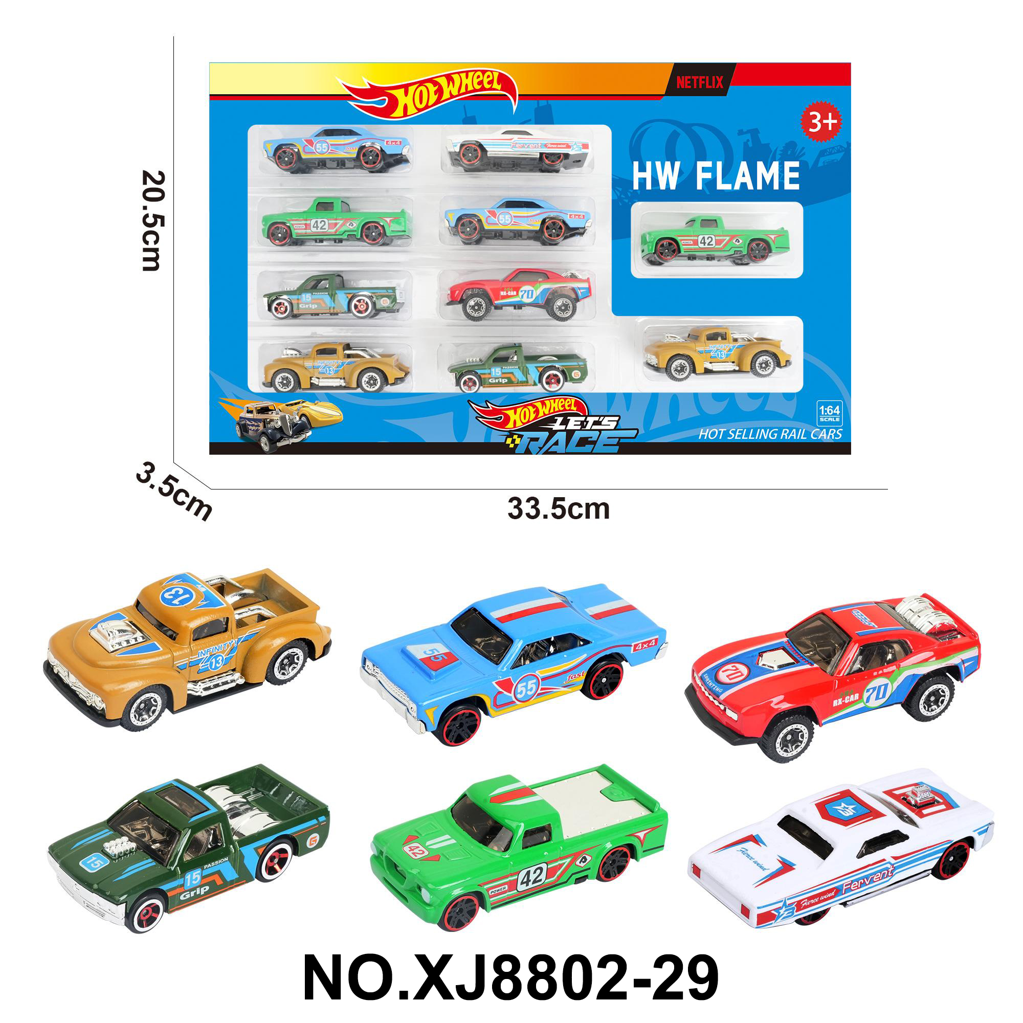 6-Piece 1:64 Hot Wheels Pickup Trucks, Muscle Cars, and Off-Road Vehicles Alloy Car Set (10-Pack)