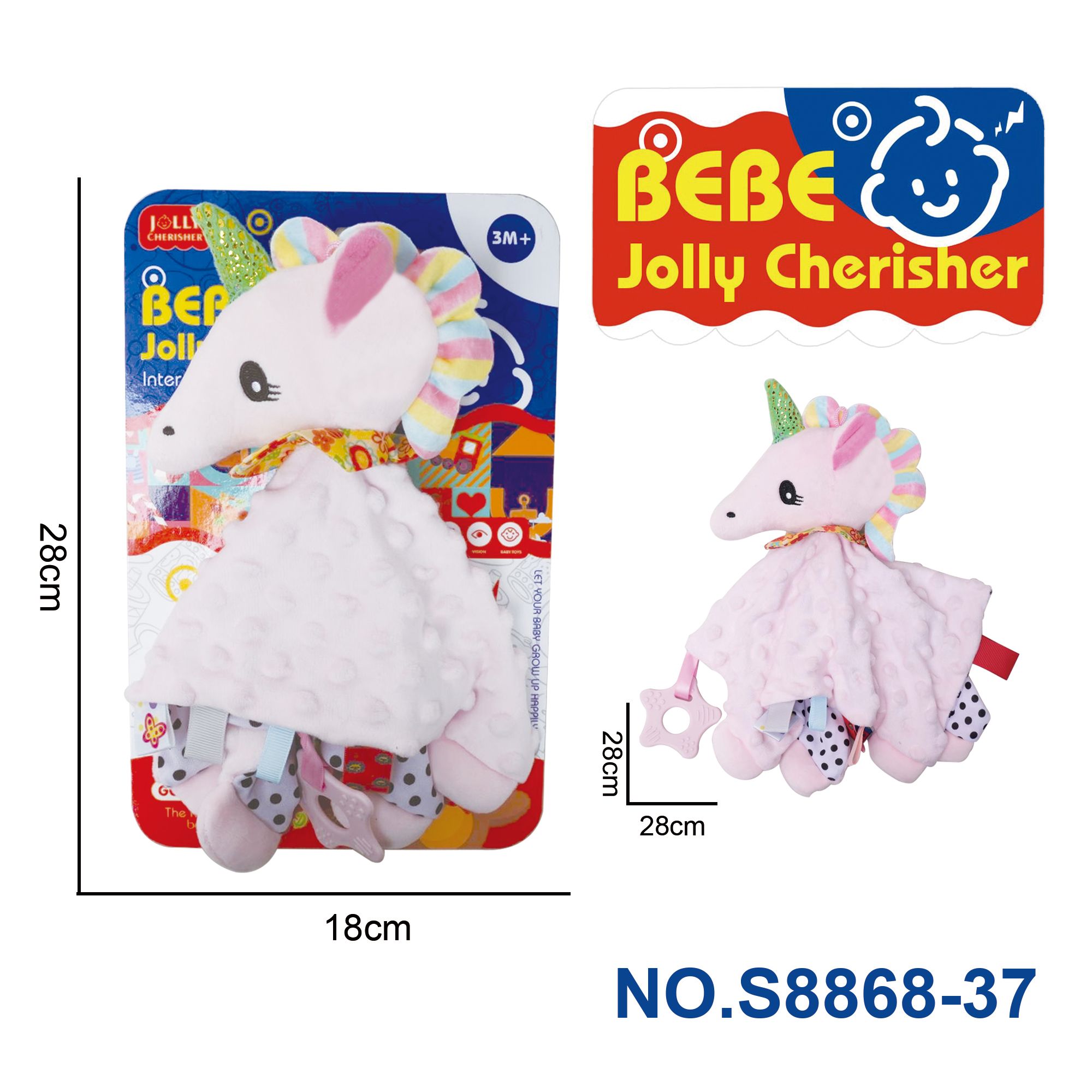 Baby Educational Plush Unicorn Drool Bib Pacifier