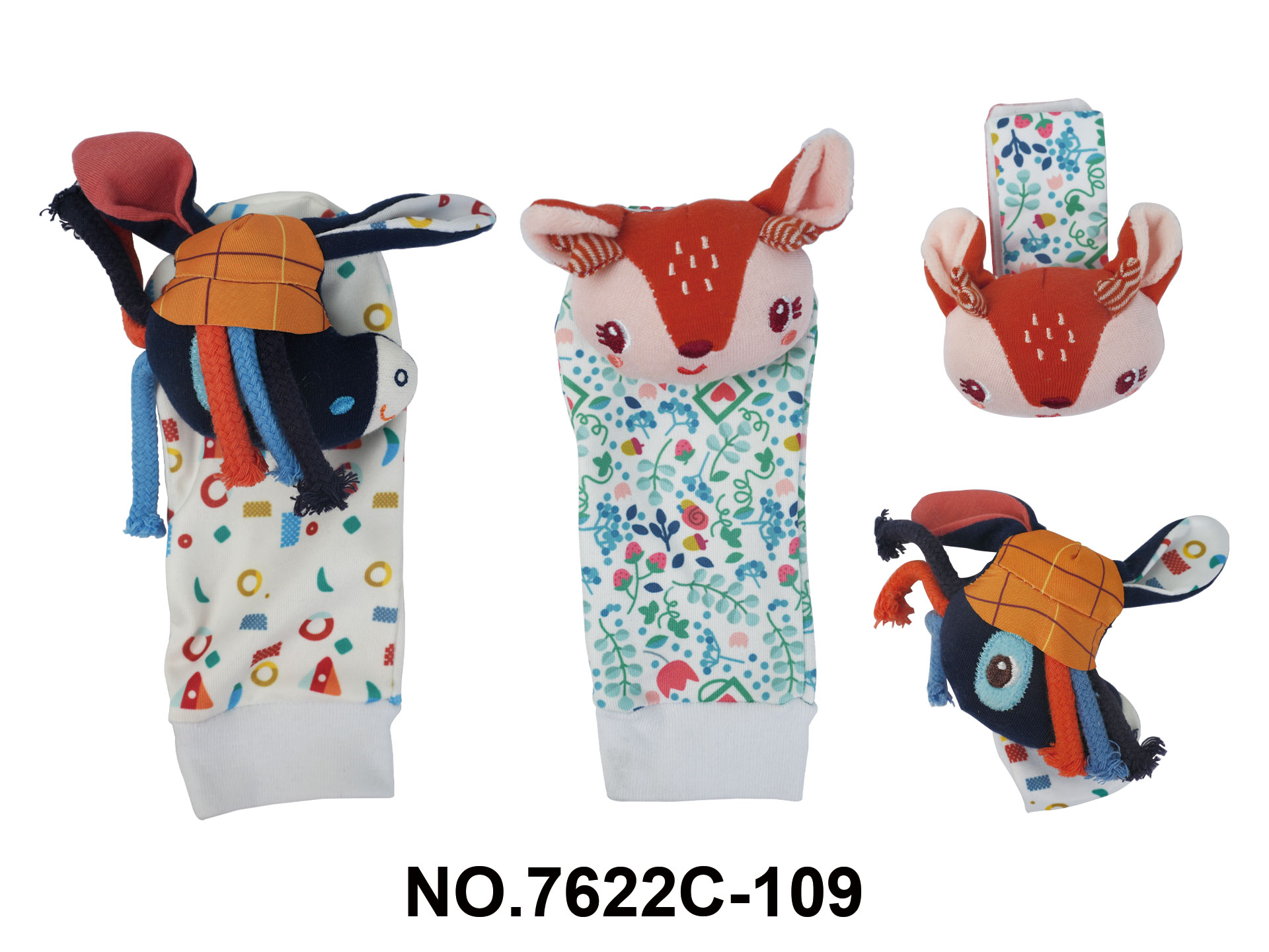 Infant Plush Toy Four-Piece Set: Deer + Bird Wristband + Rattle Socks
