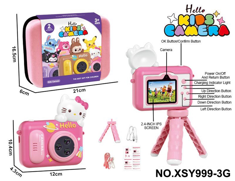 2.4-inch Screen Hello Kitty Kids Mini DSLR HD Digital Camera with Stand and Strap