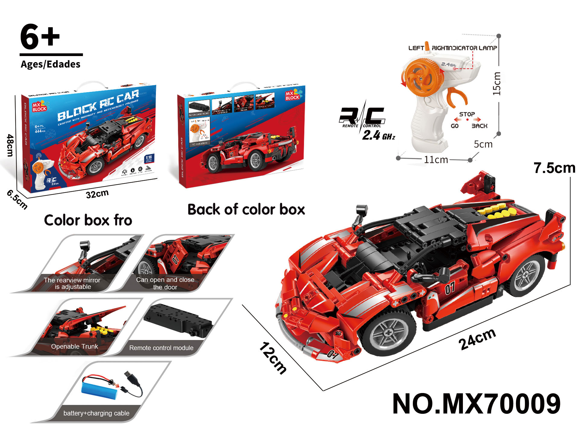 1:16 Scale Remote Control Building Block Car - Ferrari LaFerrari (Piece Count: 444pcs)