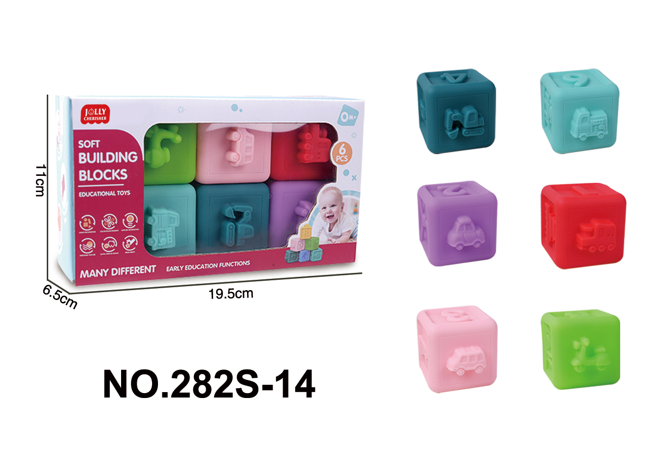 Educational Cartoon Infant Soft Stacking Blocks Toy (6-Piece Set)