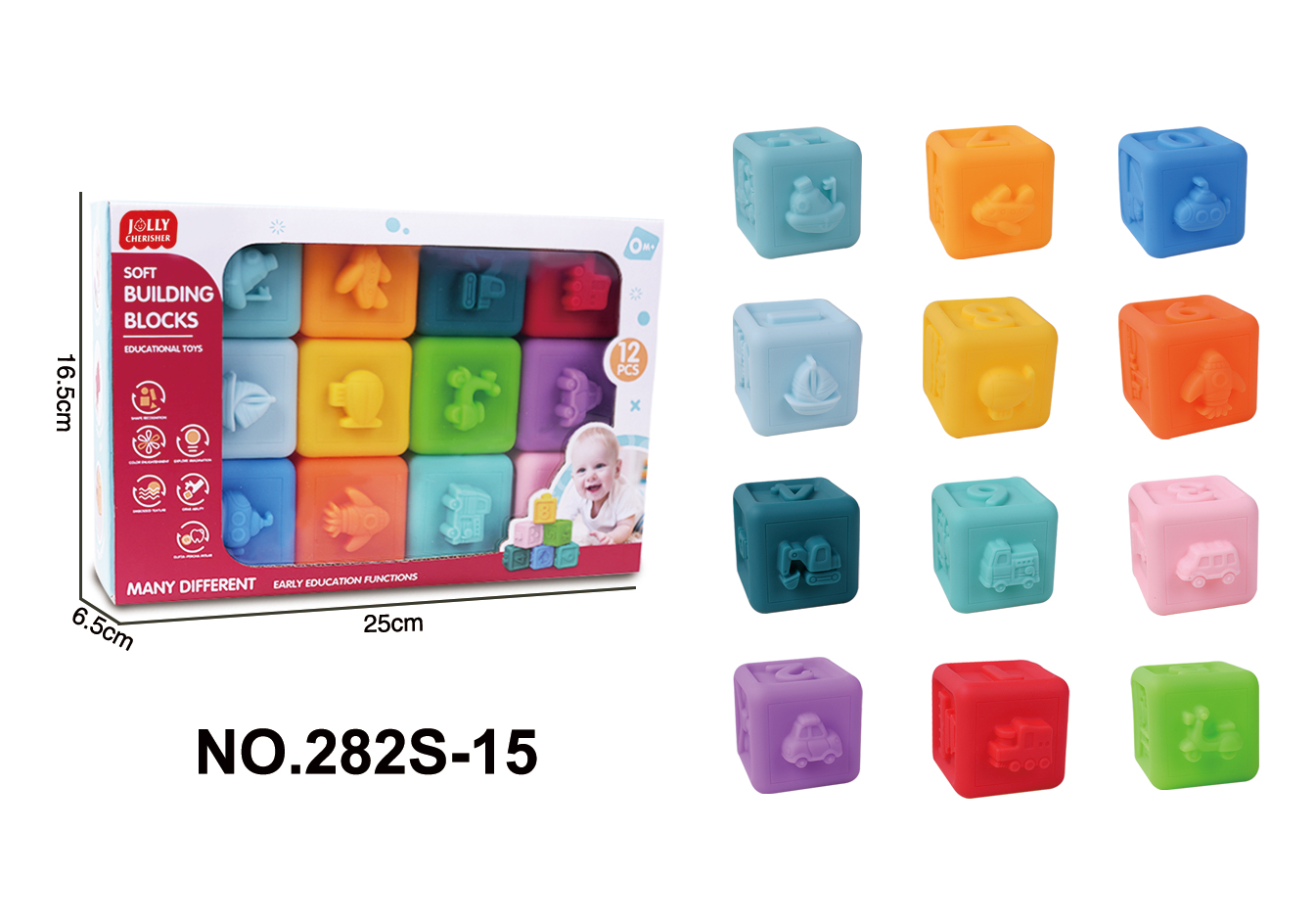 Educational Cartoon Soft Building Blocks Stacking Toy (12-Piece Set)