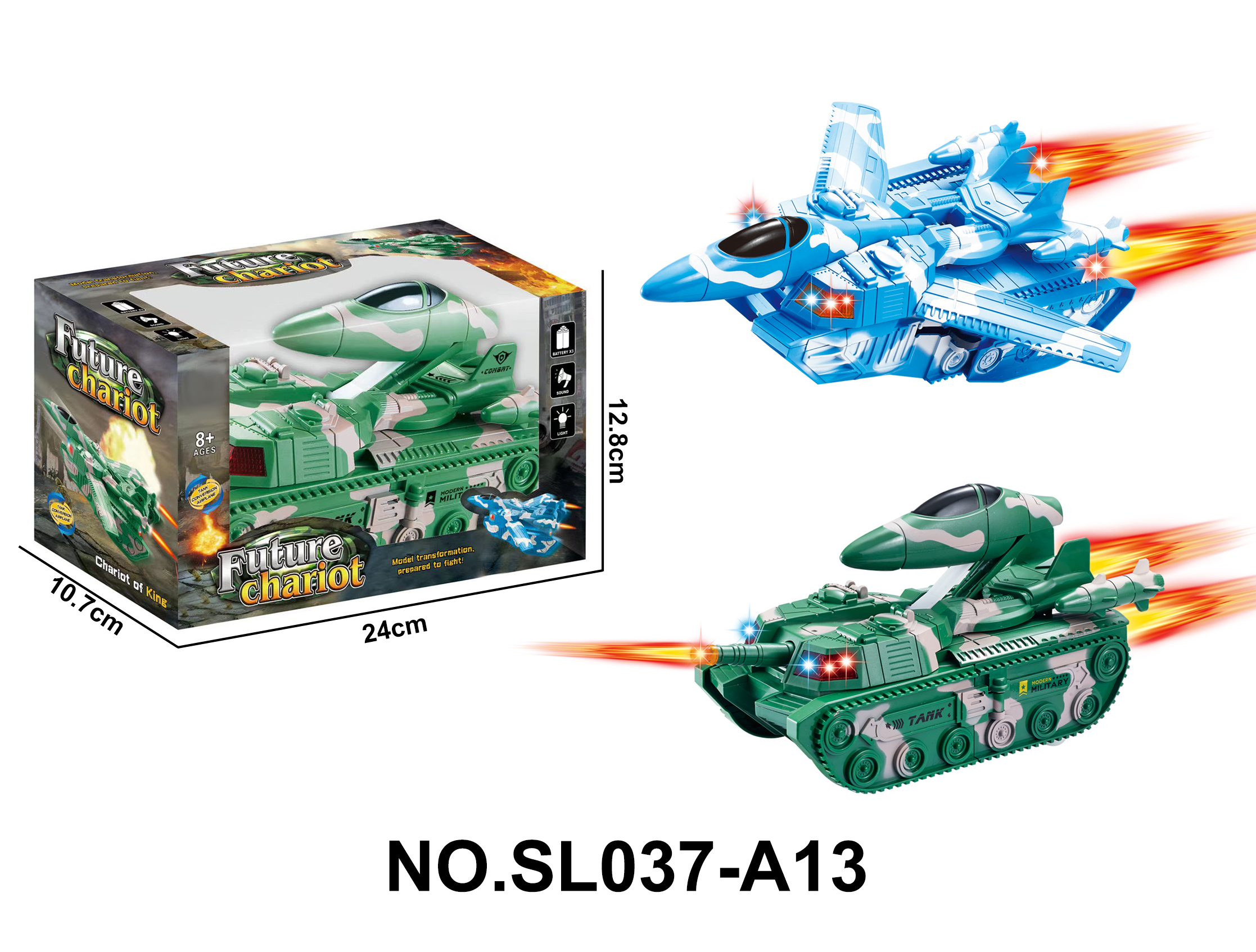 Electric Auto-Transforming (Tank to Airplane, with 5 LED Lights and Music)
