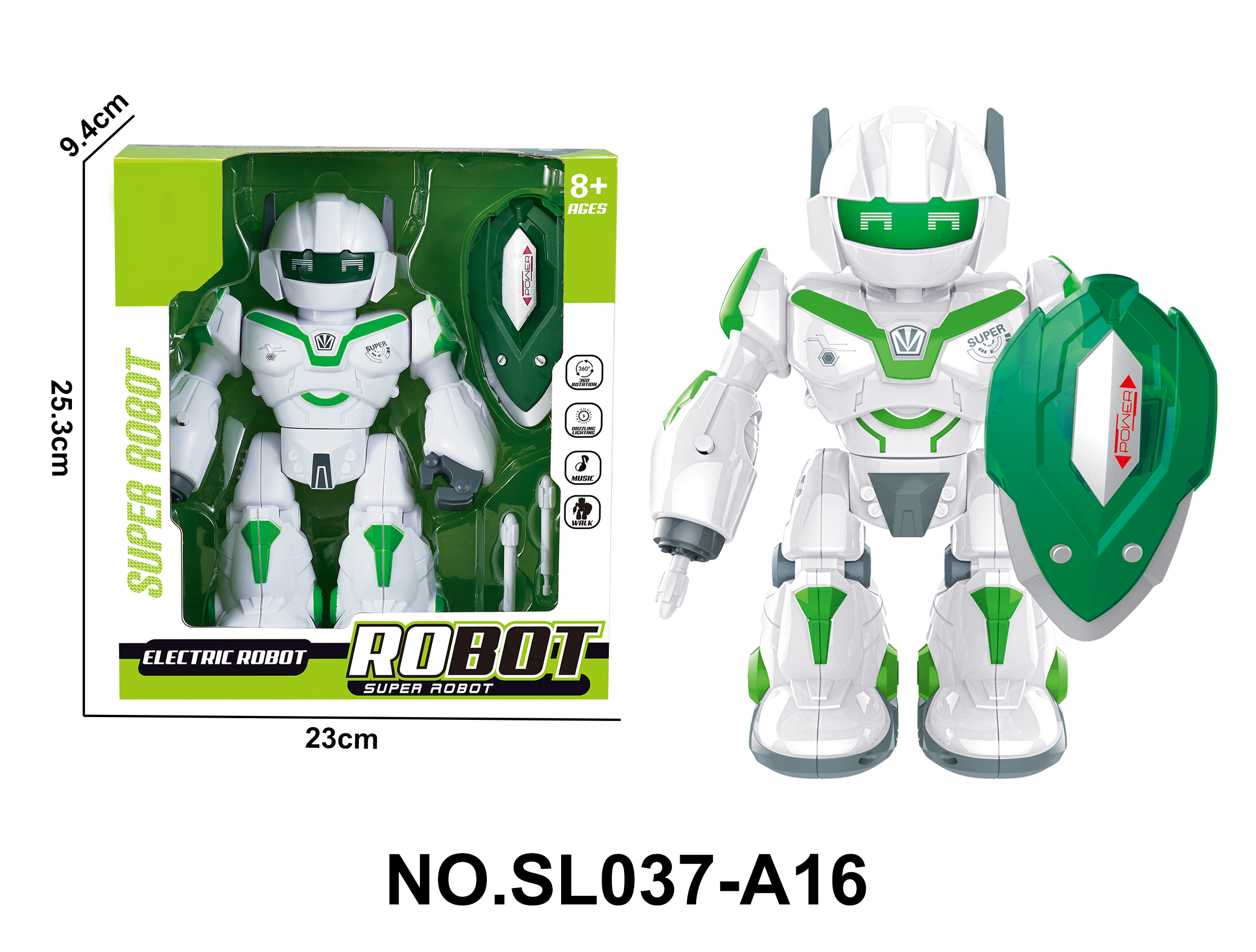 Electric Robot/Rotating Dance/Multicolor (Head) Lights with Music/Walking Motion/360° Rotation/Manual Bullet Launch