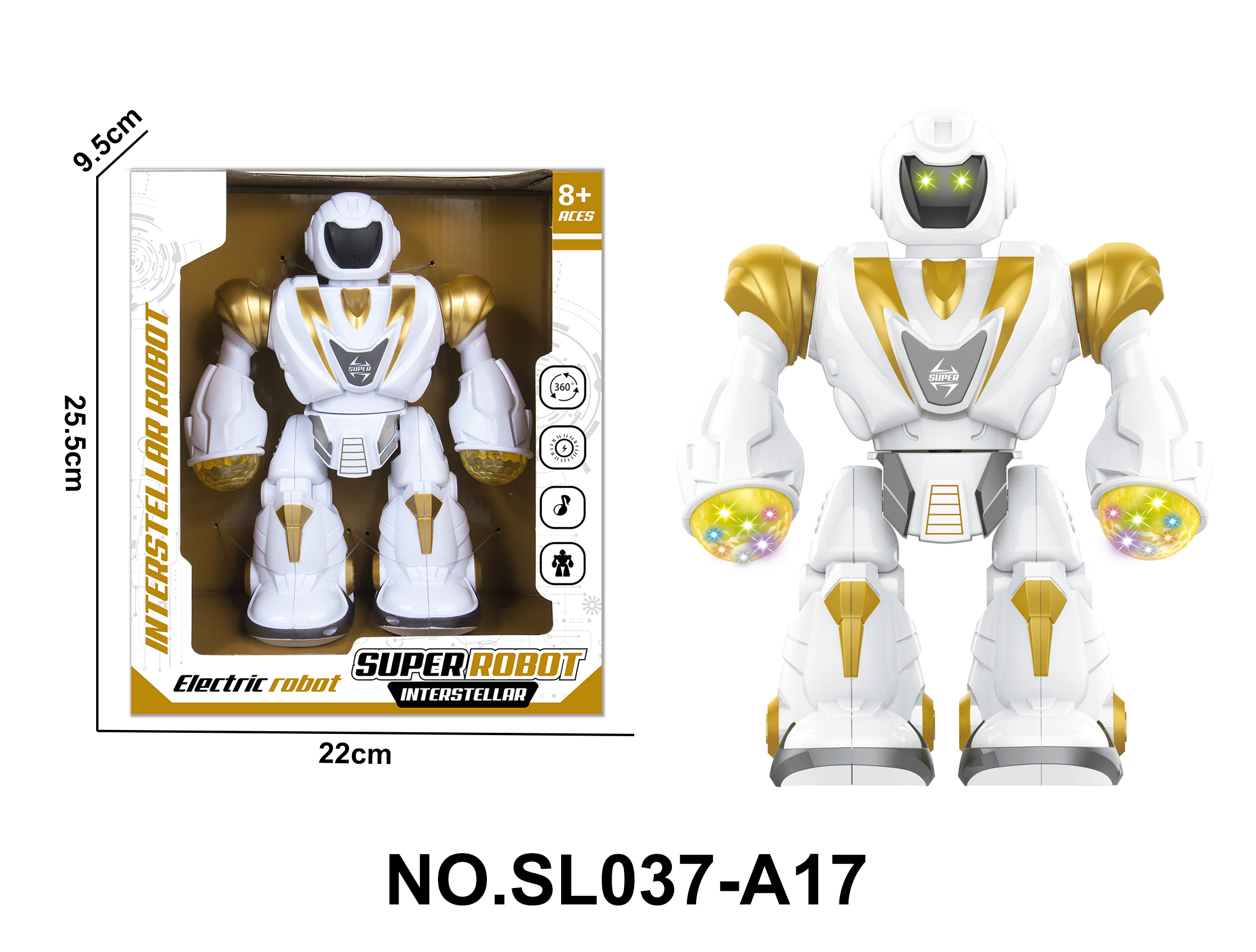Electric Robot/Rotation Dancing/Colorful (Head) Light Music/Walking Motion/360° Rotation