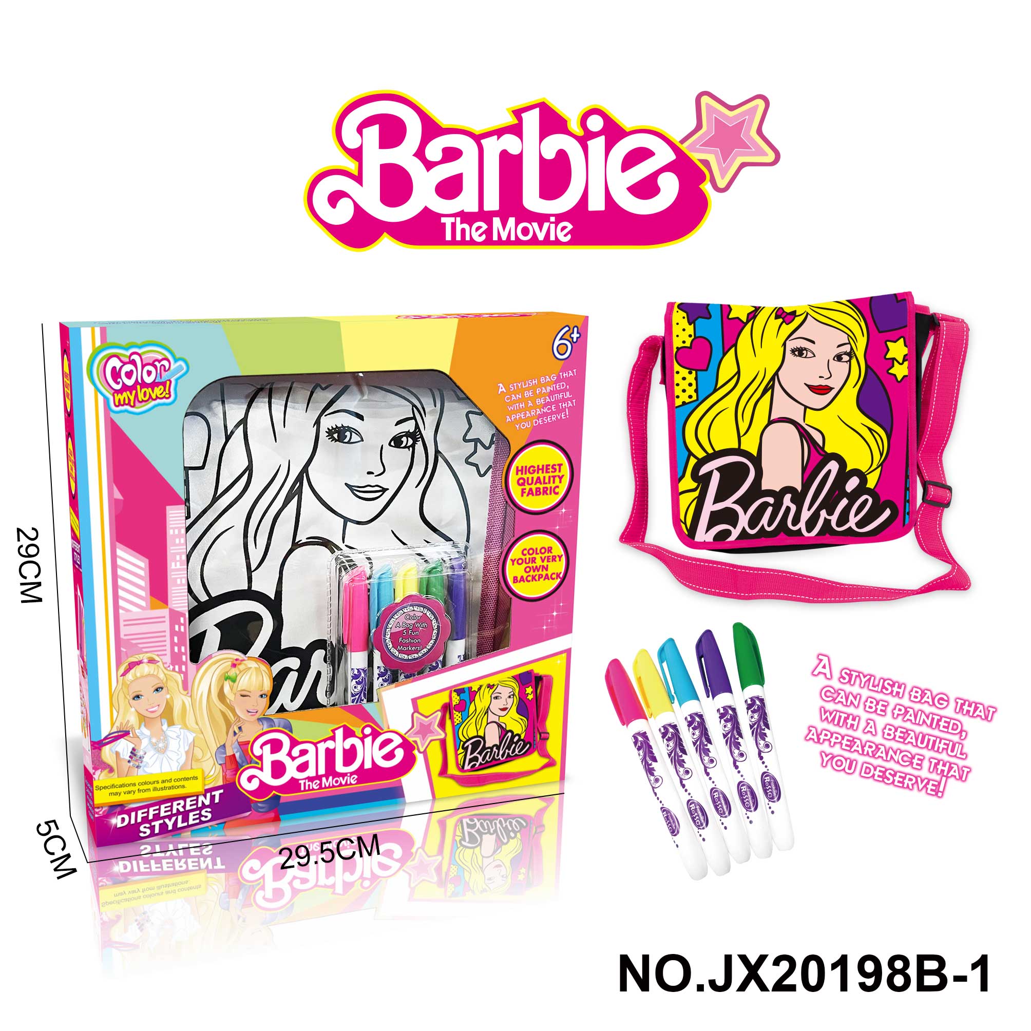 Cross-border DIY Barbie Watercolor Backpack (Washable Markers, 5 Colors)