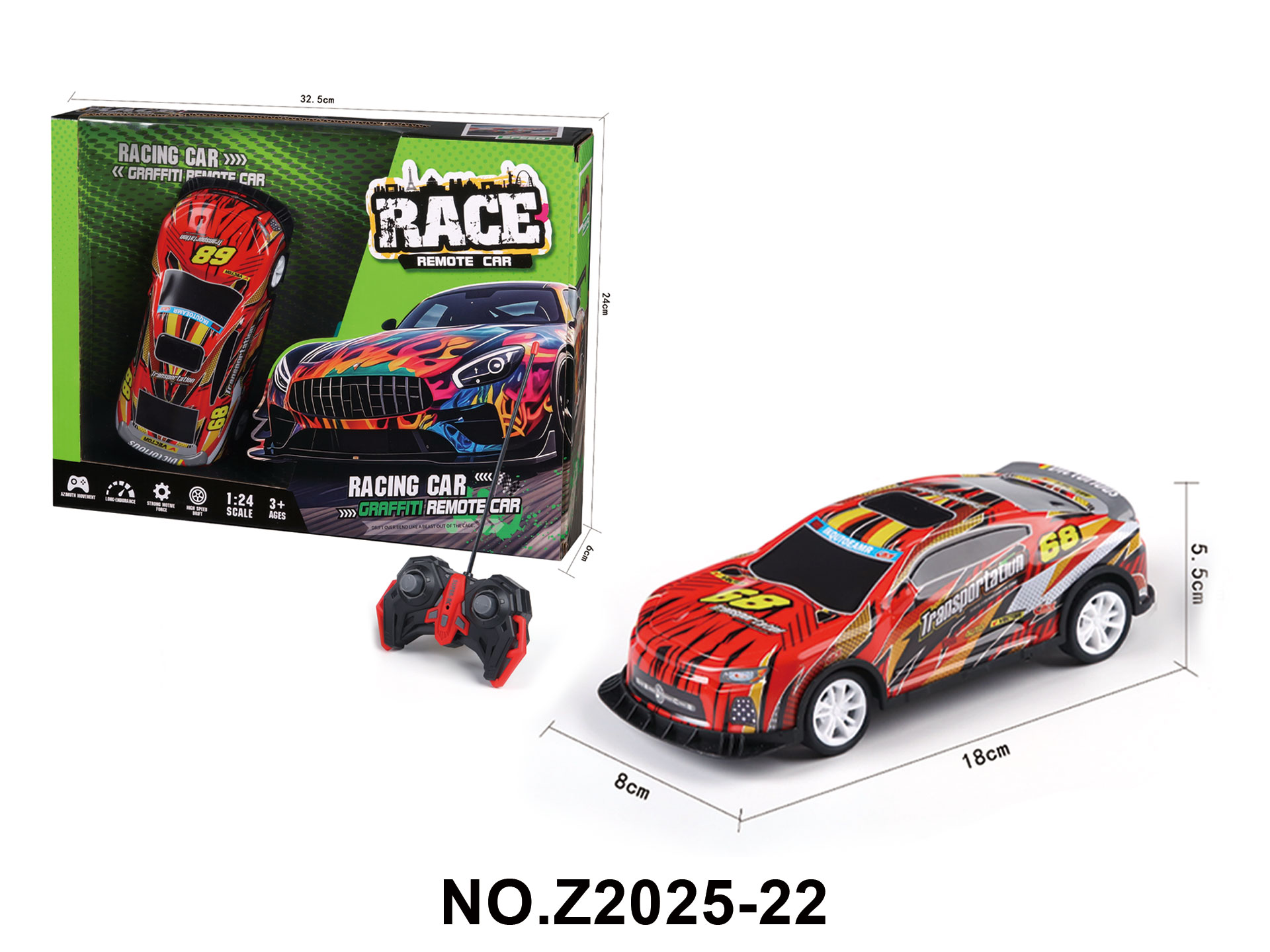 Children's Cartoon Educational Simulation 1:24 Tinplate Remote Control Car (Batteries Not Included)