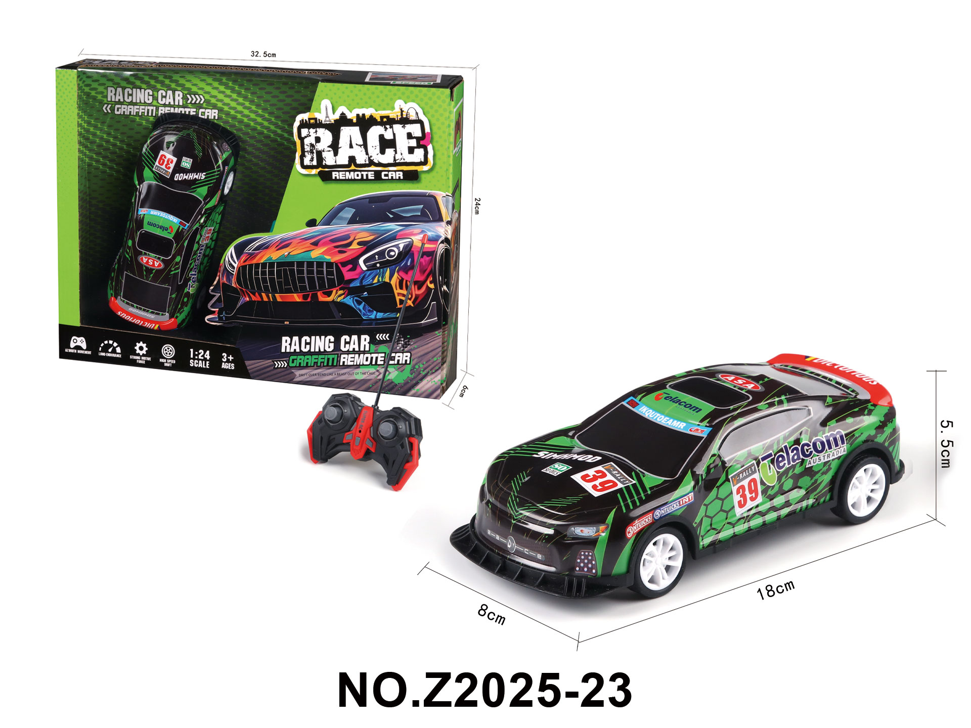 Children's Cartoon Educational Simulation 1:24 Tinplate Remote Control Car (Batteries Not Included)