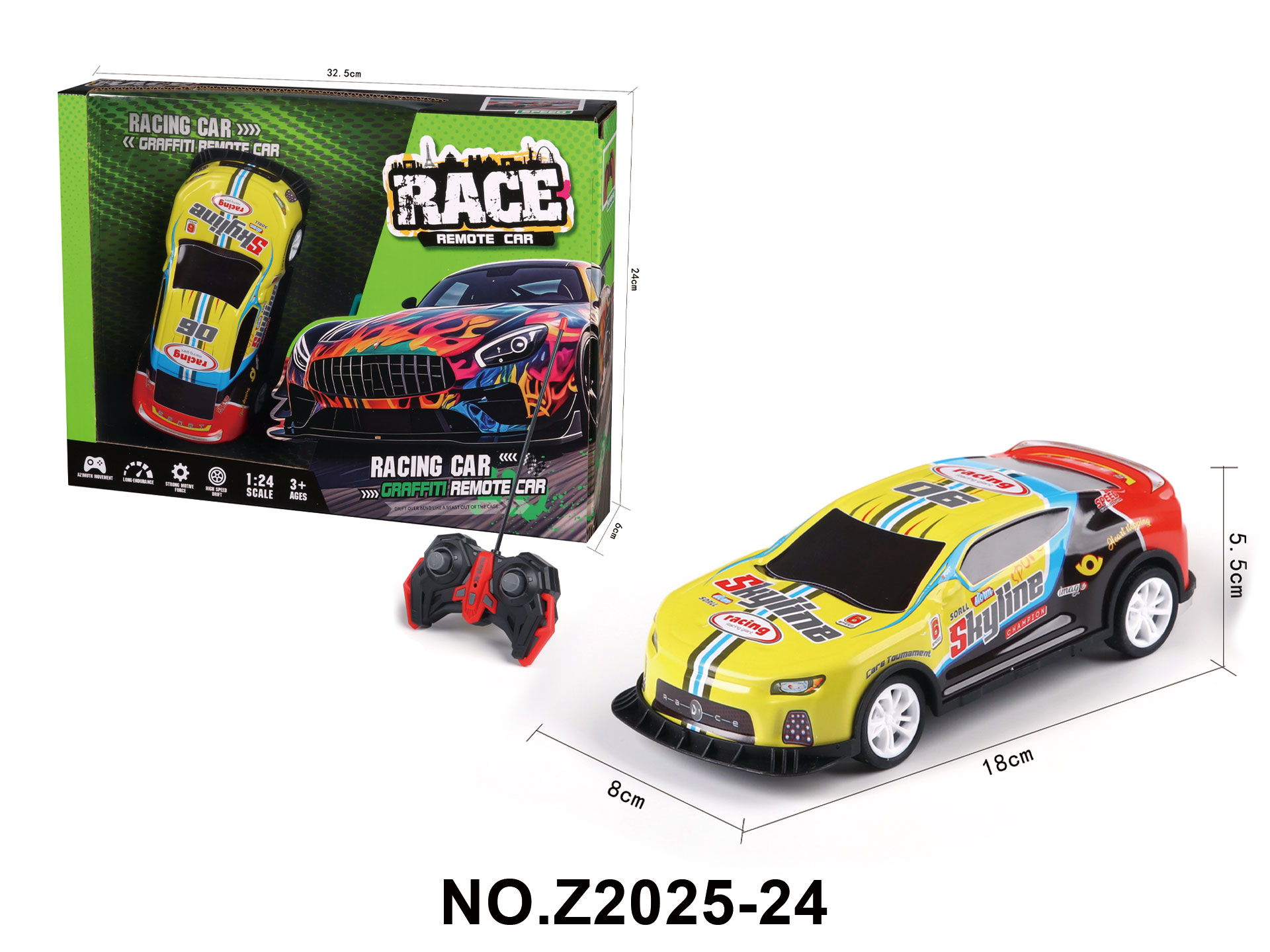 Children's Cartoon Educational Simulation 1:24 Tinplate Remote Control Car (Batteries Not Included)