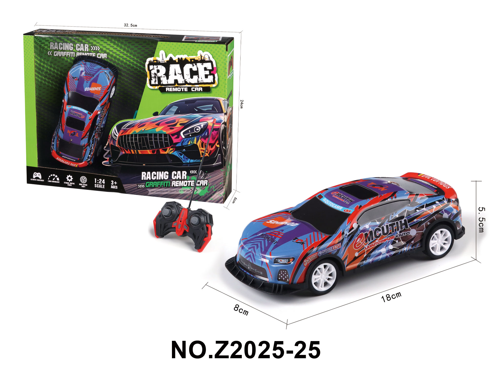 Children's Cartoon Educational Simulation 1:24 Tinplate Remote Control Car (Batteries Not Included)