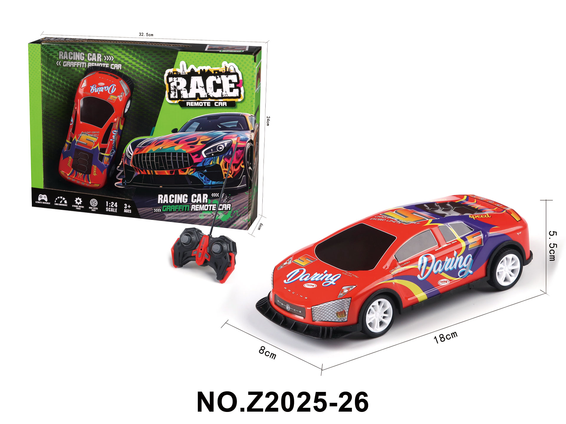 Children's Cartoon Educational Simulation 1:24 Tinplate Remote Control Car (Batteries Not Included)