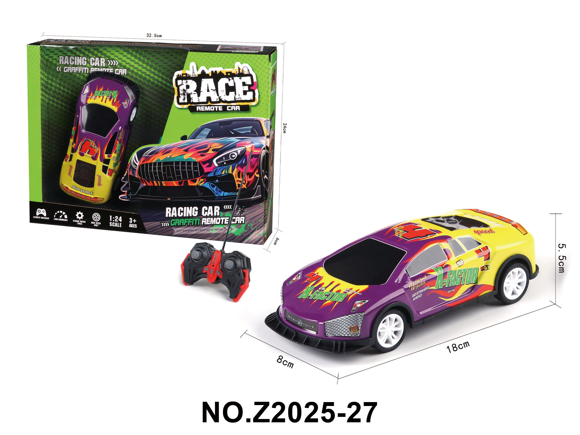 Children's Cartoon Educational Simulation 1:24 Tinplate Remote Control Car (Batteries Not Included)