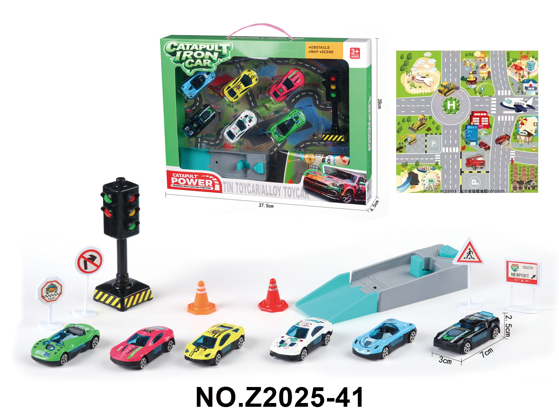 Kids' Cartoon Puzzle Simulation Sliding Alloy Car with Catapult