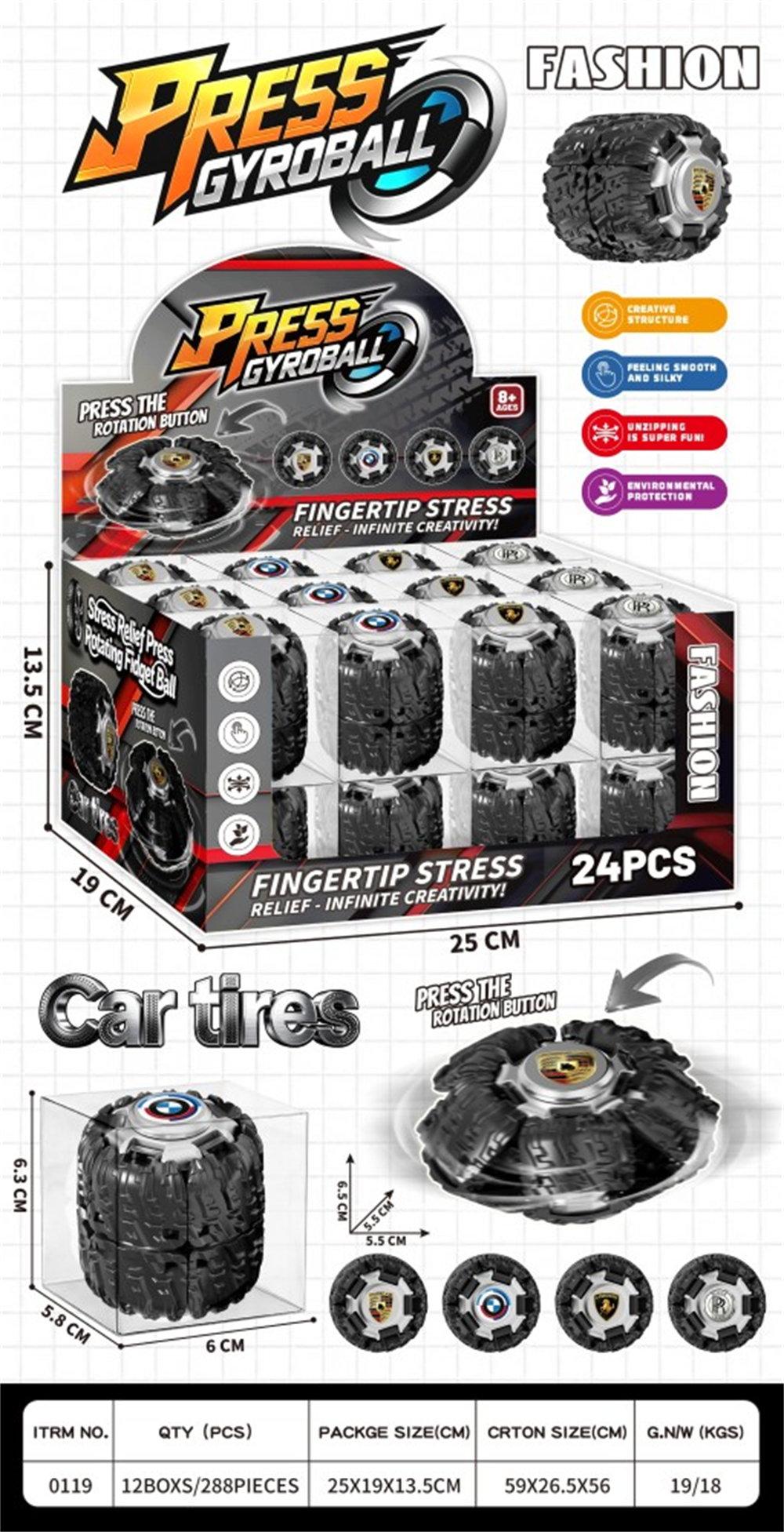 Tire Press Spinning Top Ball