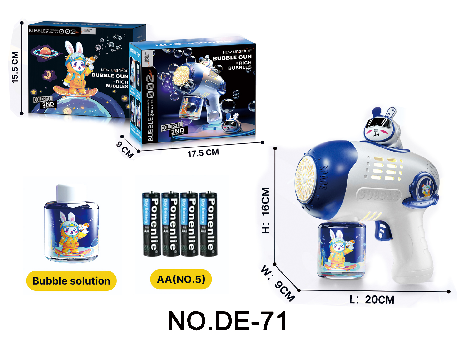 Astronaut Rabbit Bubble Blaster (Blue)