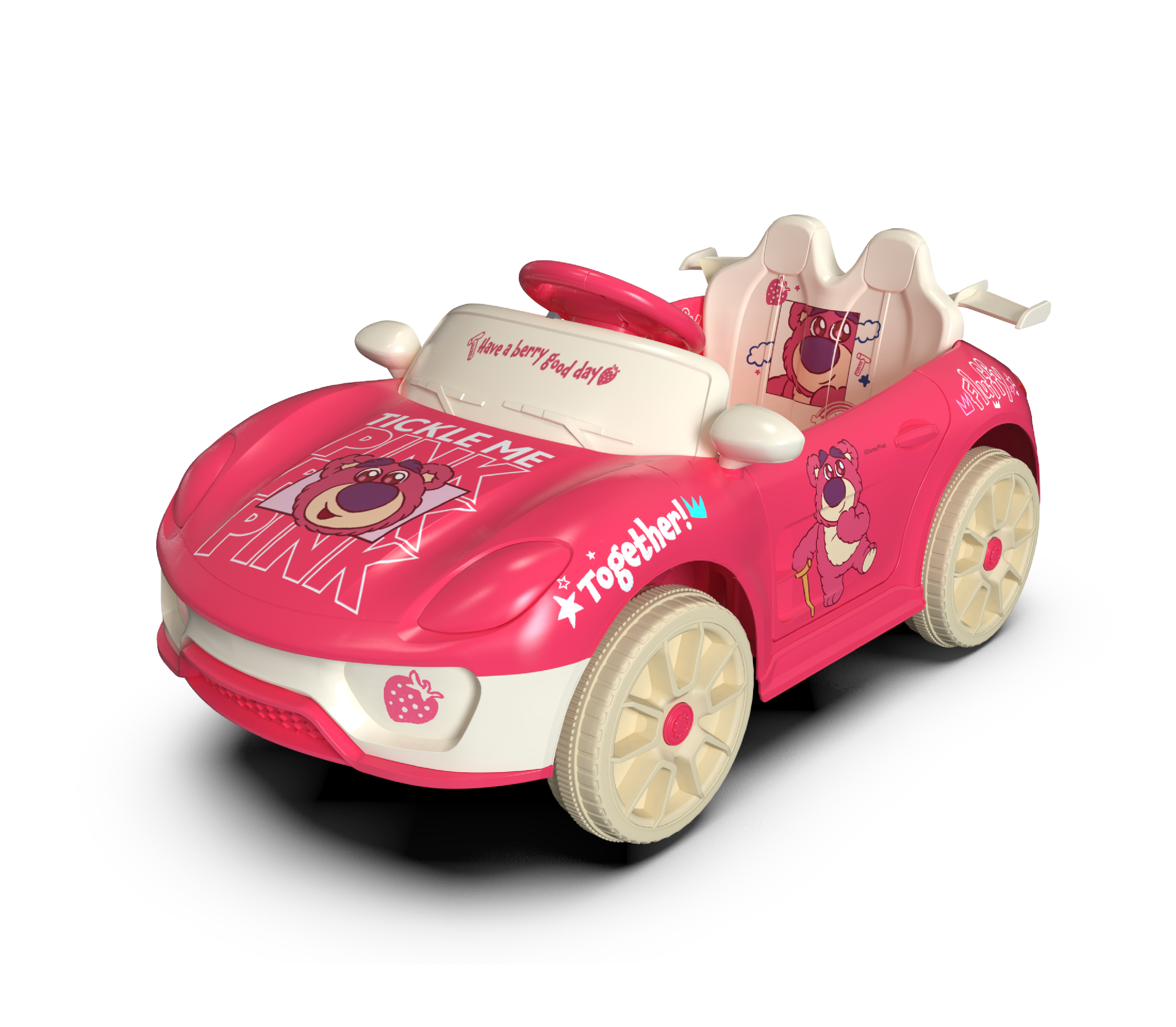 Hebei Kids' Car - Cartoon Electric Remote Control Single-Drive Kids' Car (Strawberry Bear)