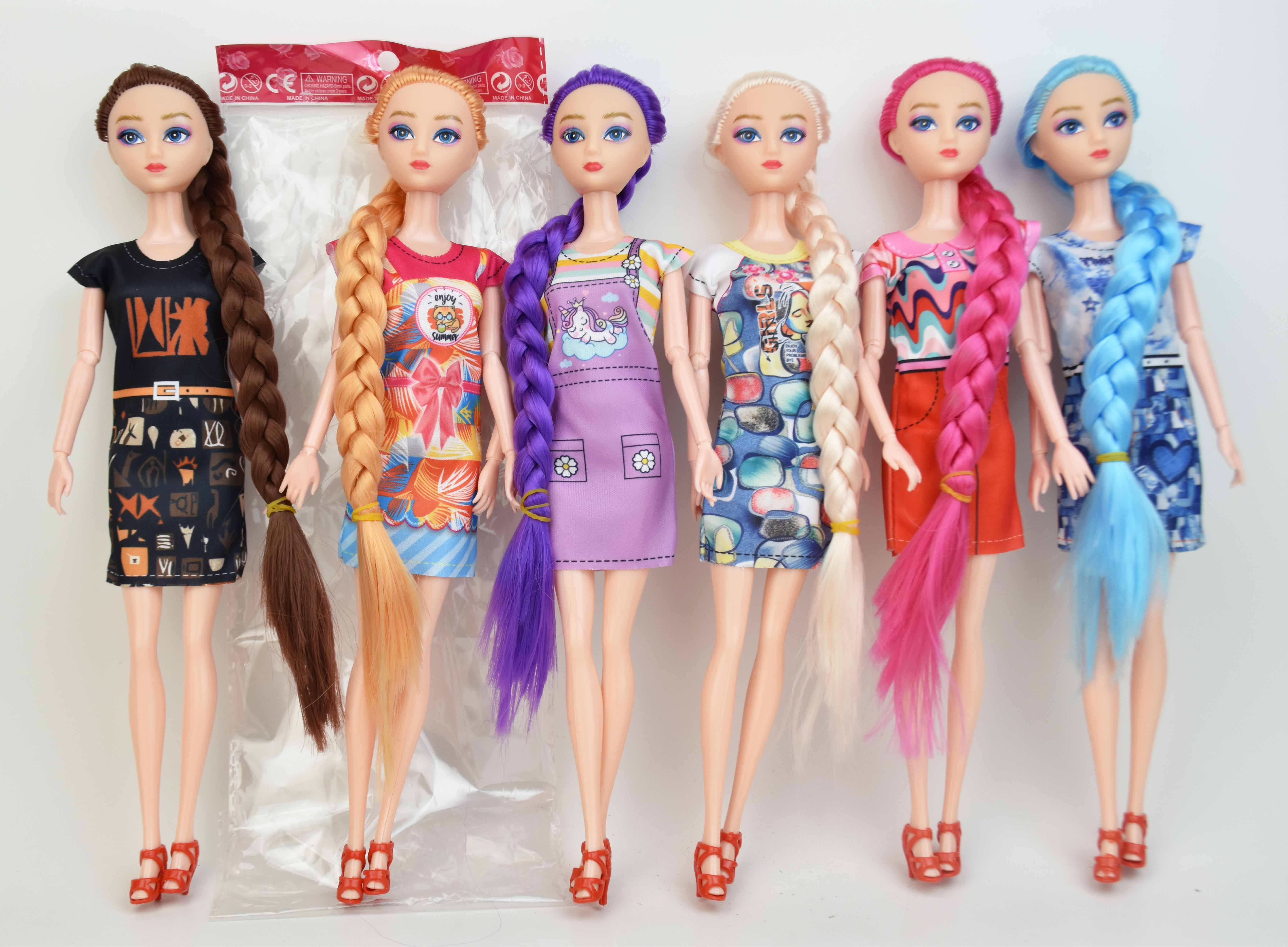 11.5" Articulated Long-Braided Barbie Doll with 9 Joints